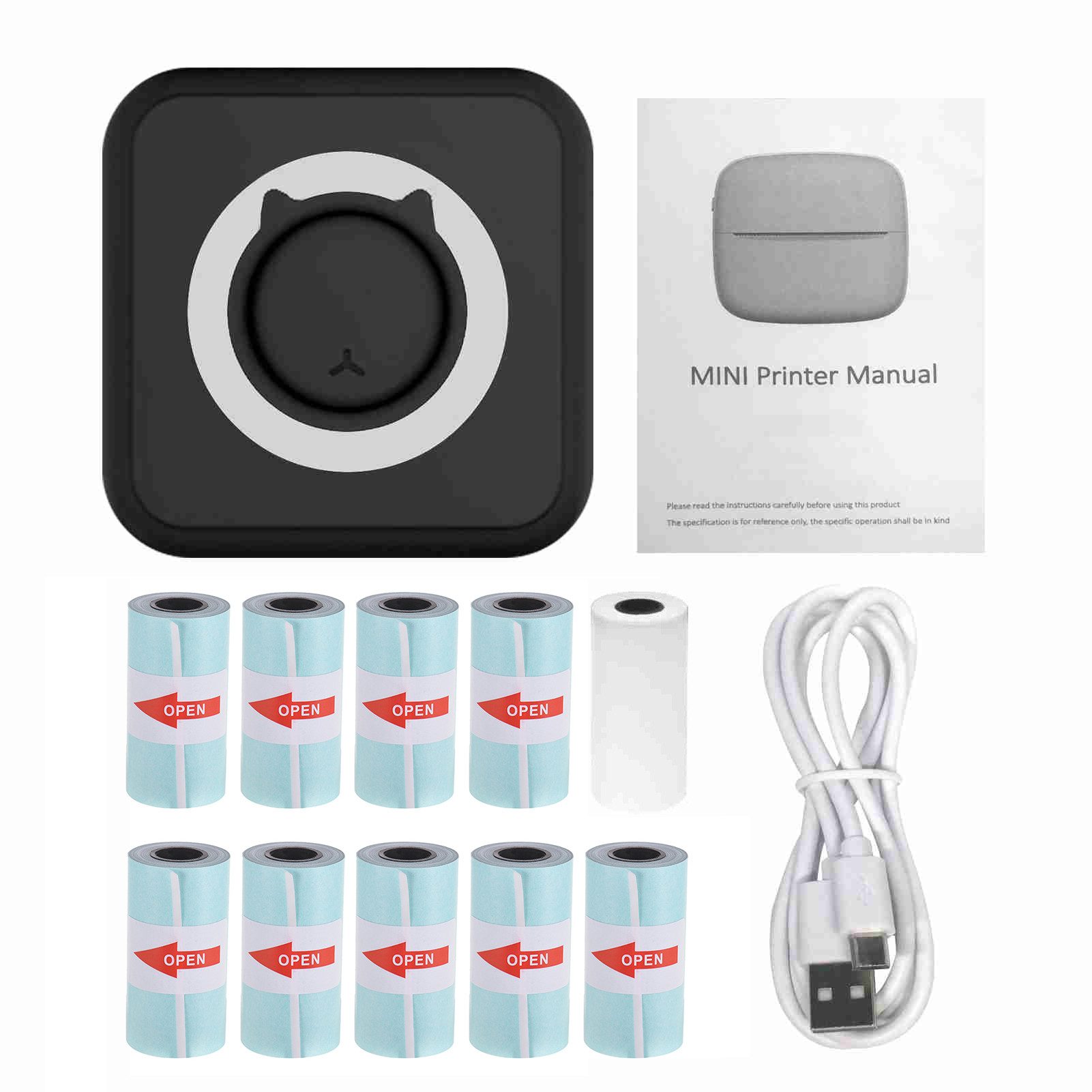 GARRYFIZH C15 Tragbarer Mini-Fehlerdrucker, unterstützt Bluetooth-Konnektivität Multifunktionsdrucker, (Tintenloser Schwarzweißdruck, druckbare Notizen, Bilder, Webseiten)