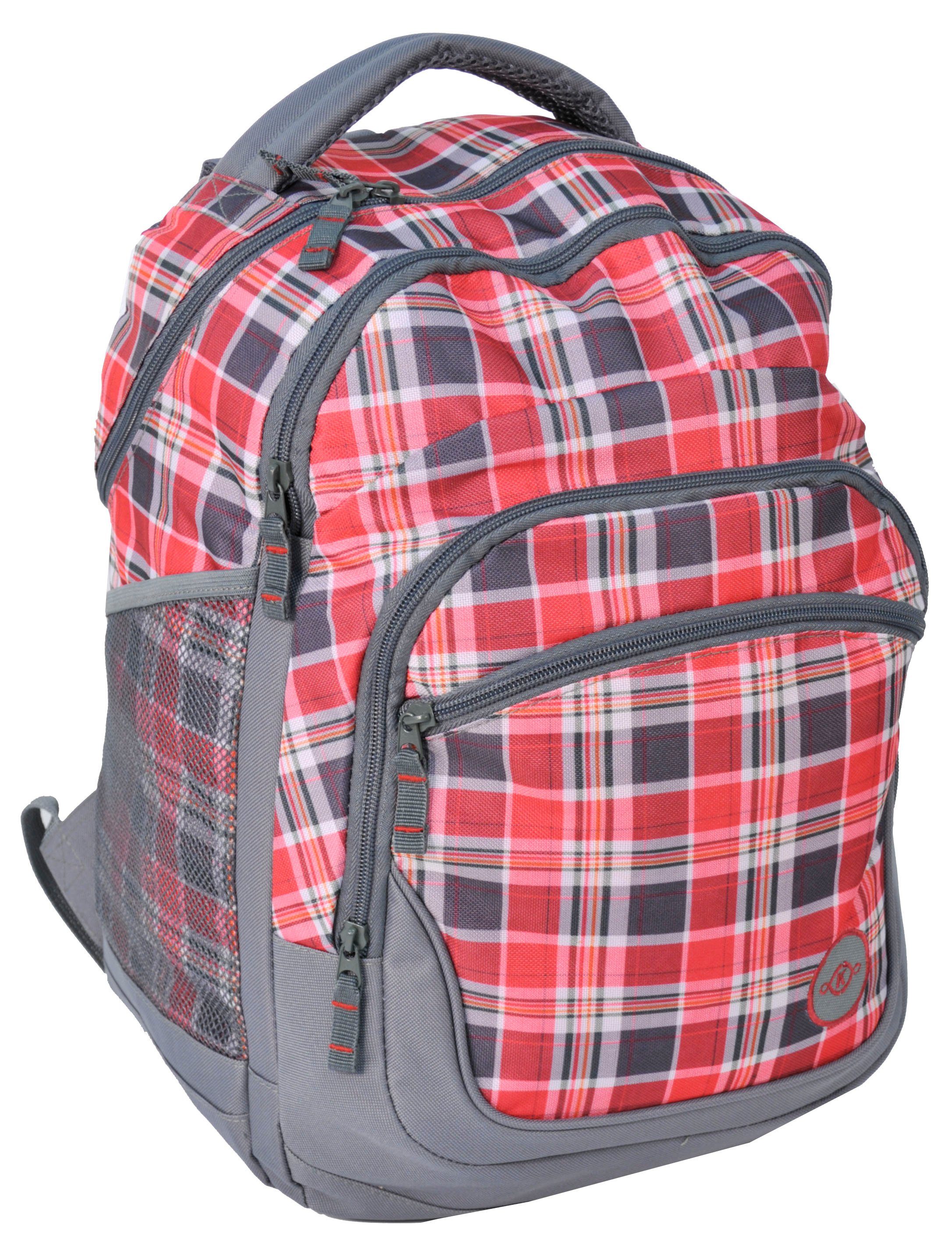 PASO Rucksack Schulrucksack kariert