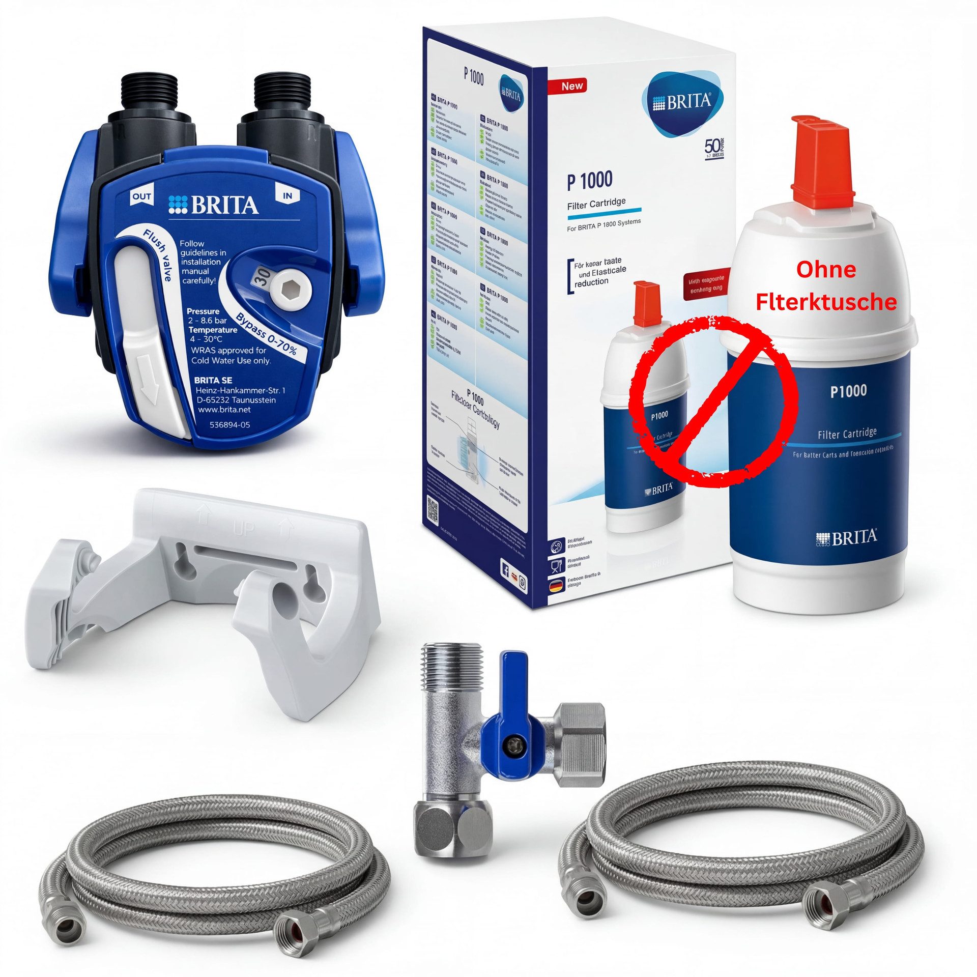BRITA Wasserhahn-Wasserfilter, Untertisch-Filterkopf mit einstellbarem Verschnitt