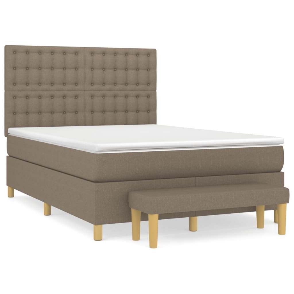 vidaXL Boxspringbett 140 x 200 cm Boxspringbett mit Matratze Taupe 140x200 cm Stoff Bett Be