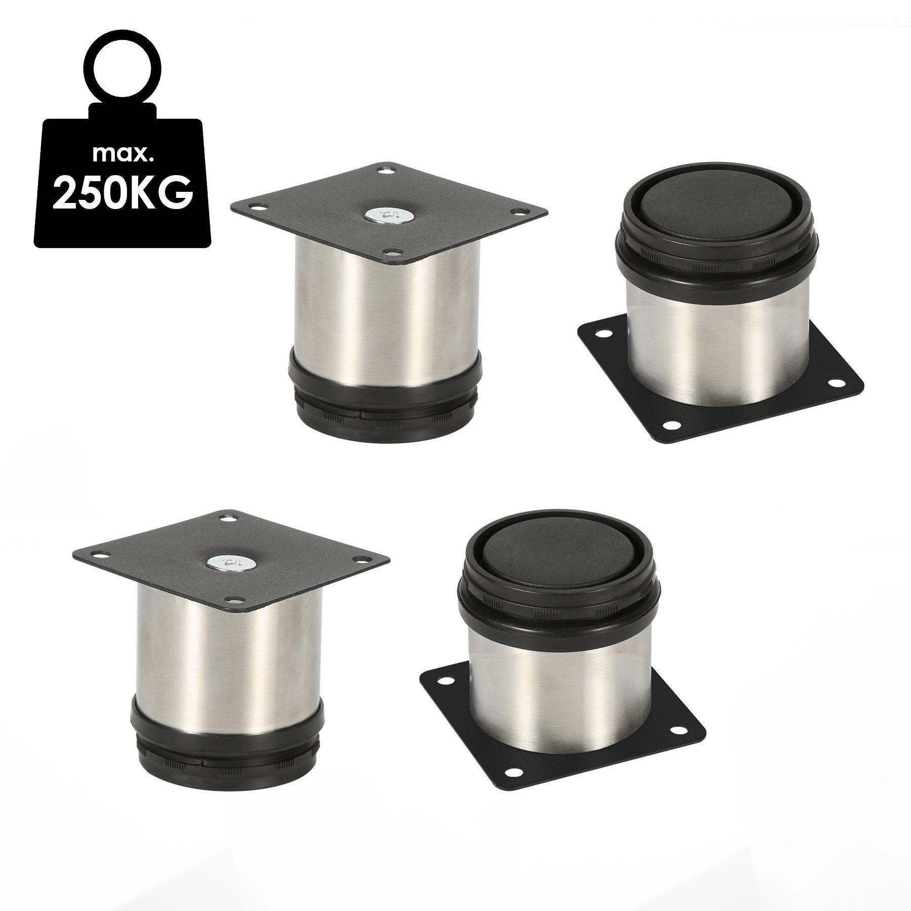Clanmacy Möbelfuß Edelstahl Möbelfüße Tischbeine (4er Set), höhenverstellbar, Tragfähigkeit 250kg – Bild 5 von 5