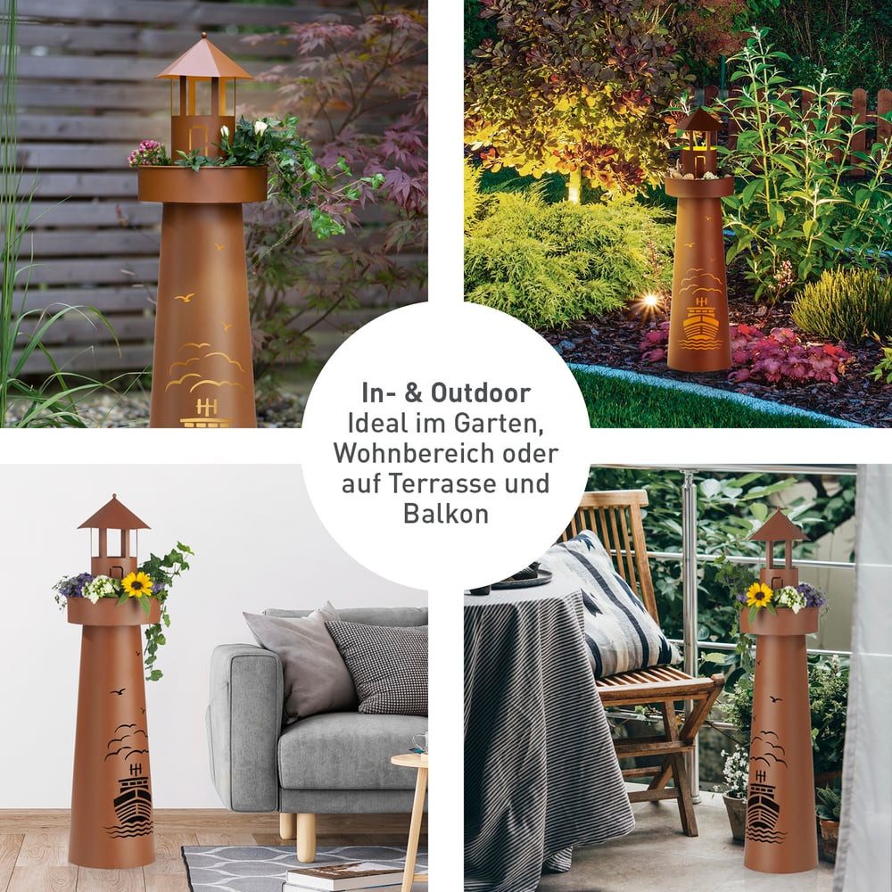 GARVIDA Dekosäule LED Leuchtturm 70cm braun, günstig online kaufen