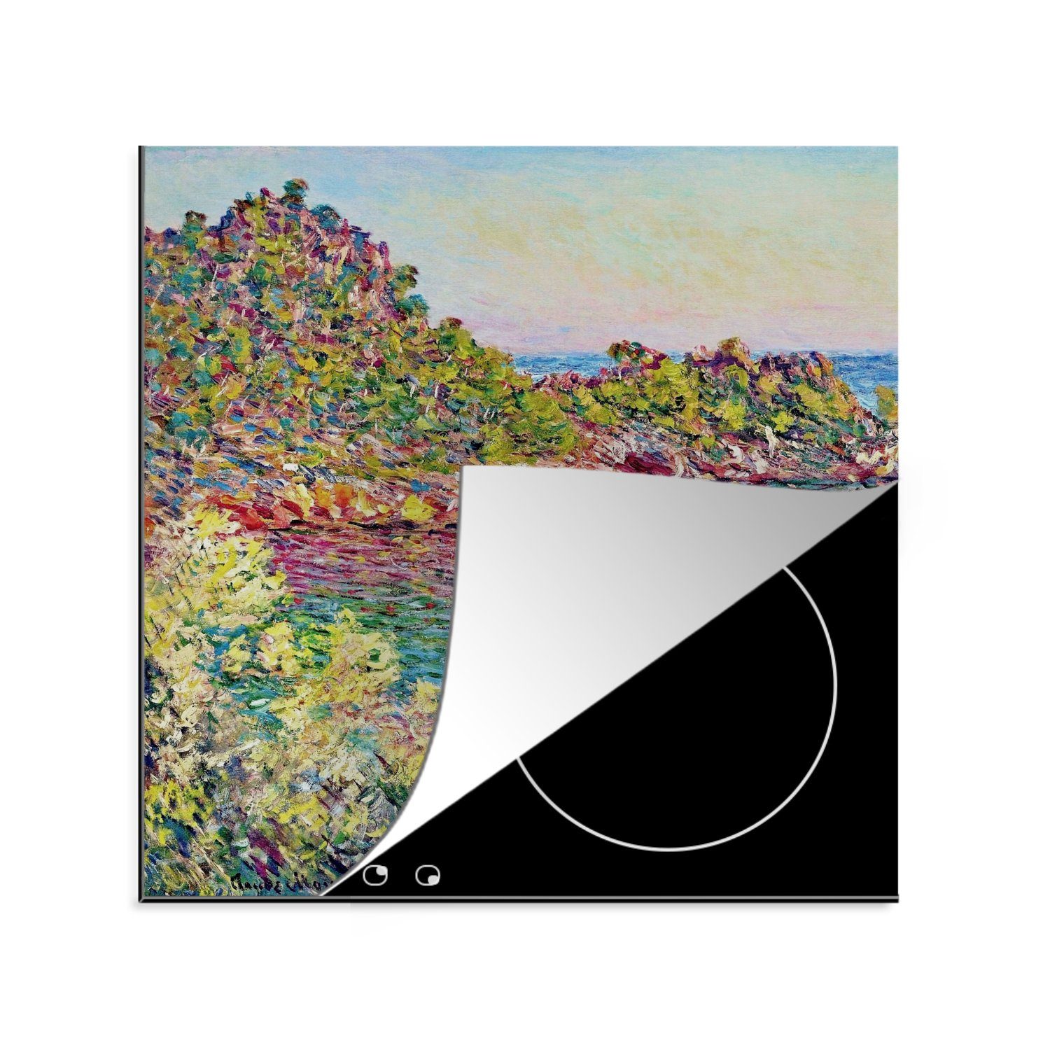 MuchoWow Herdblende-/Abdeckplatte Landschaft bei Montecarlo Monet, (1 - Claude cm, Arbeitsplatte für tlg), küche 78x78 Ceranfeldabdeckung, Vinyl