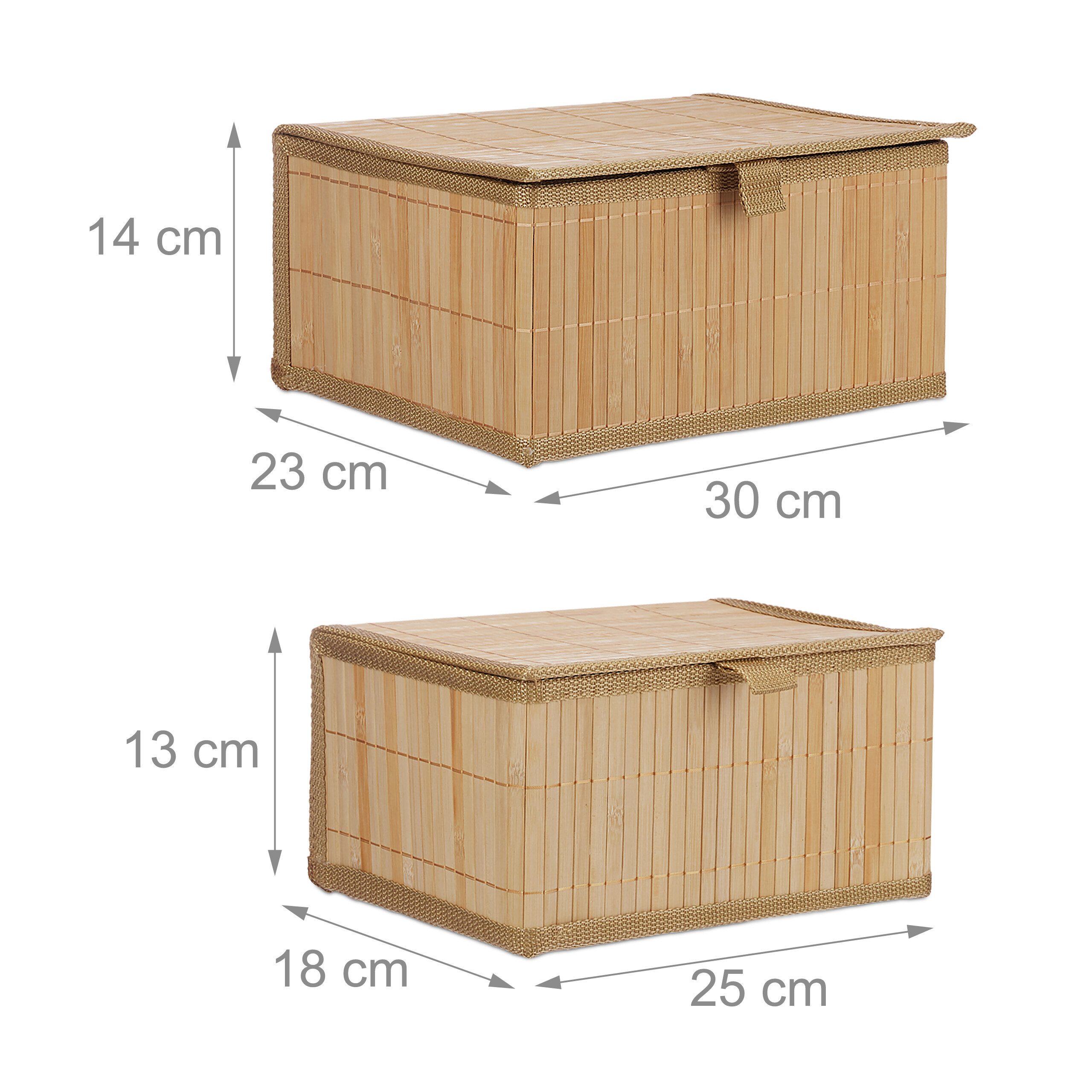 relaxdays Aufbewahrungskorb Bambus 2-tlg. Set (2 St., 2er Set), natur – Bild 4 von 5