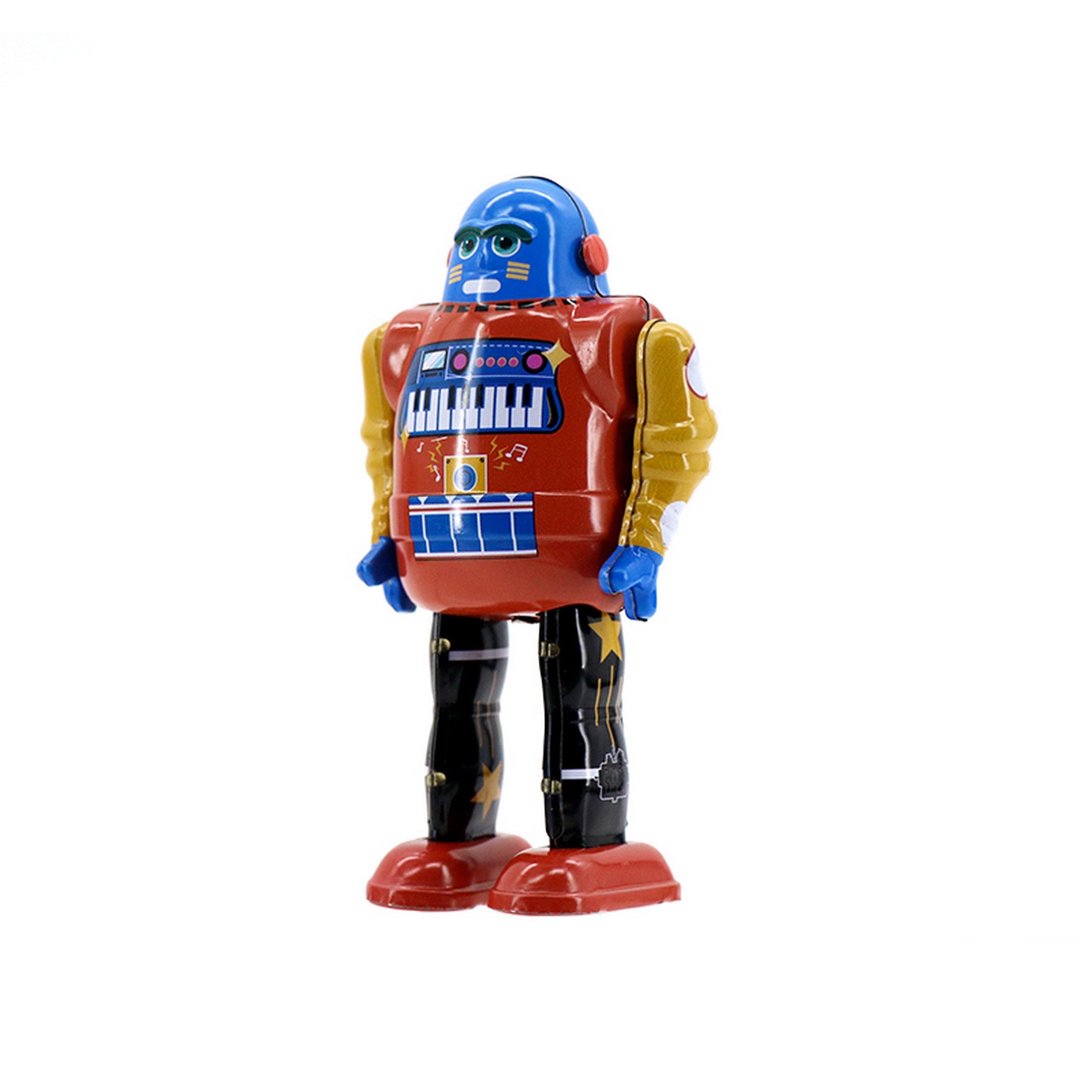 Mr & Mrs Tin Dekofigur Mr & Mrs Tin - Piano Bot Blechroboter Gehfunktion Deko-Objekt-14x8cm (mit Aufziehmotor), Sammlerfigur