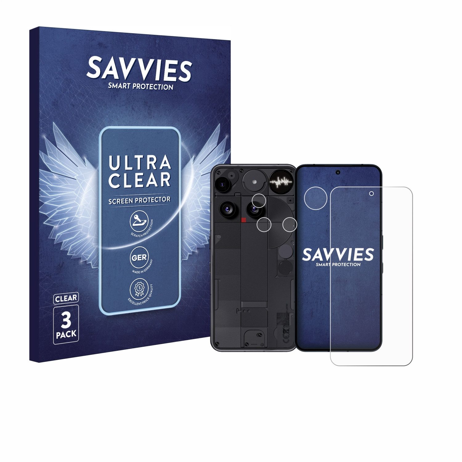 Savvies Displayschutzfolie Schutzfolie für Nothing Phone (3) (Display+Kamera), 6 Stück, Displayschutz Schutz Folie Klar Transparent