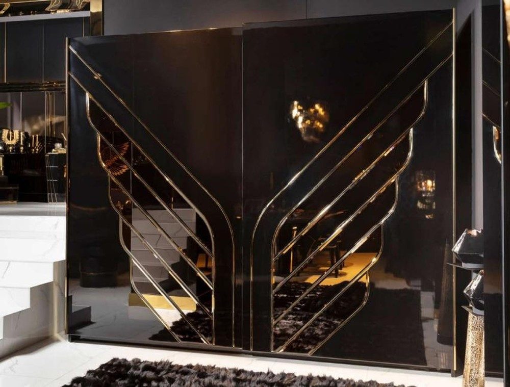 JVmoebel Kleiderschrank Exklusiver Schwarzer Kleiderschrank Schlafzimmer Holzschrank Schrank