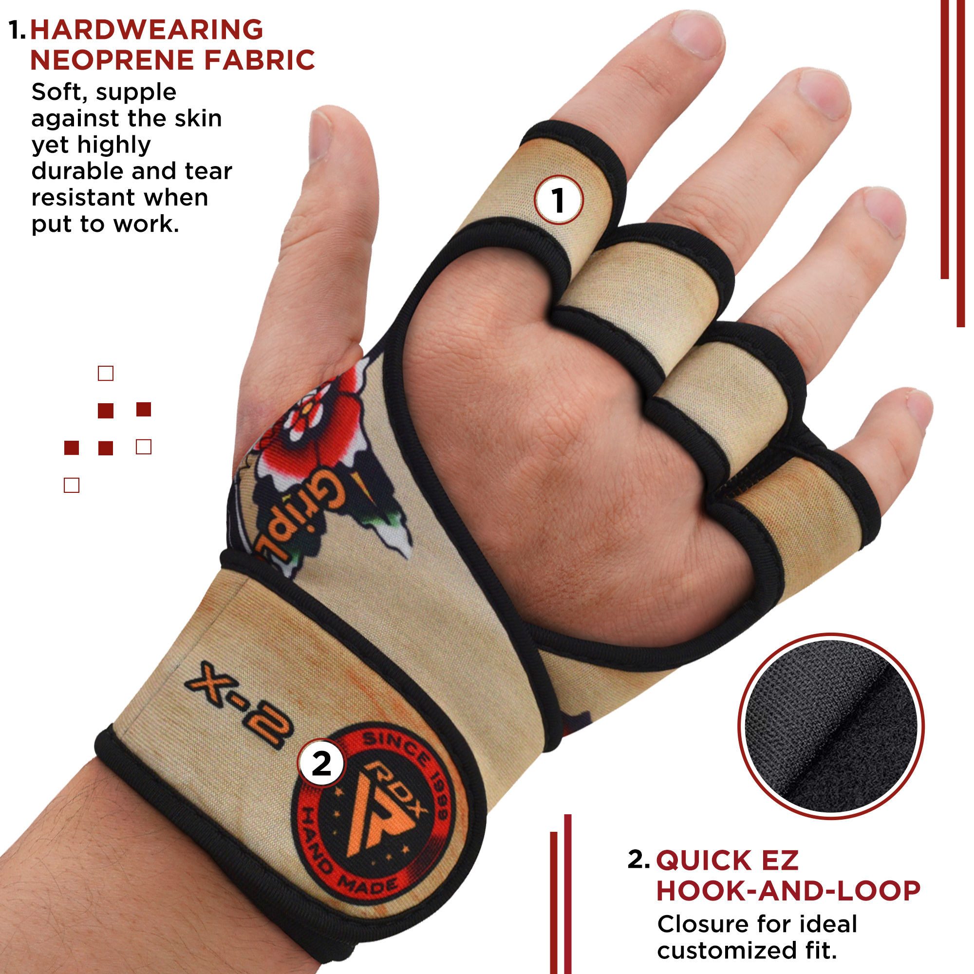 RDX Sports Trainingshandschuhe RDX Gewichthebergriffe