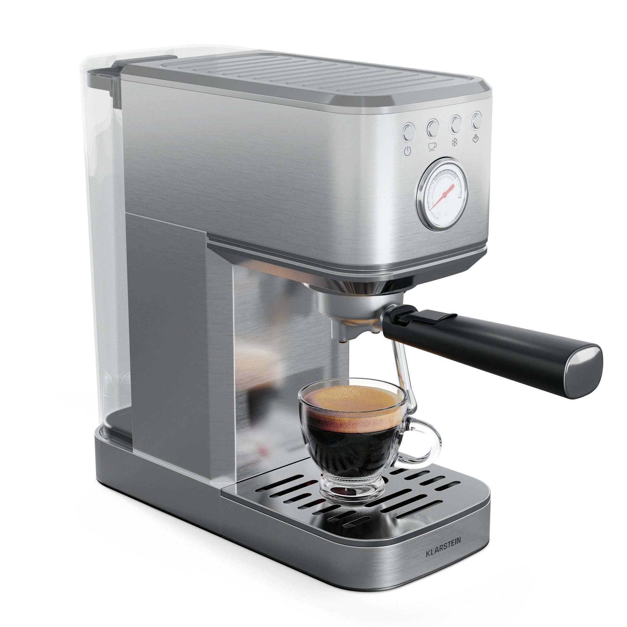 Klarstein Filterkaffeemaschine, Edelstahlfilter, Elektrisch 20 Bar Kaffemaschine Milchaufschäumer