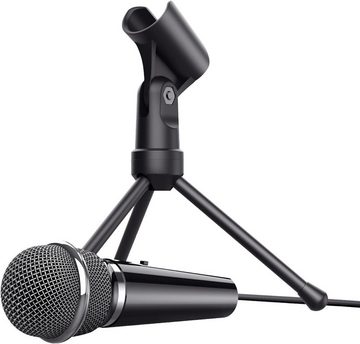 Trust Standmikrofon All-Round Starzz Mikrofon mit Ständer für Laptop PC Schwarz, Lautstärkeregler, Stummschaltung, hervorragende Sprachwiedergabe