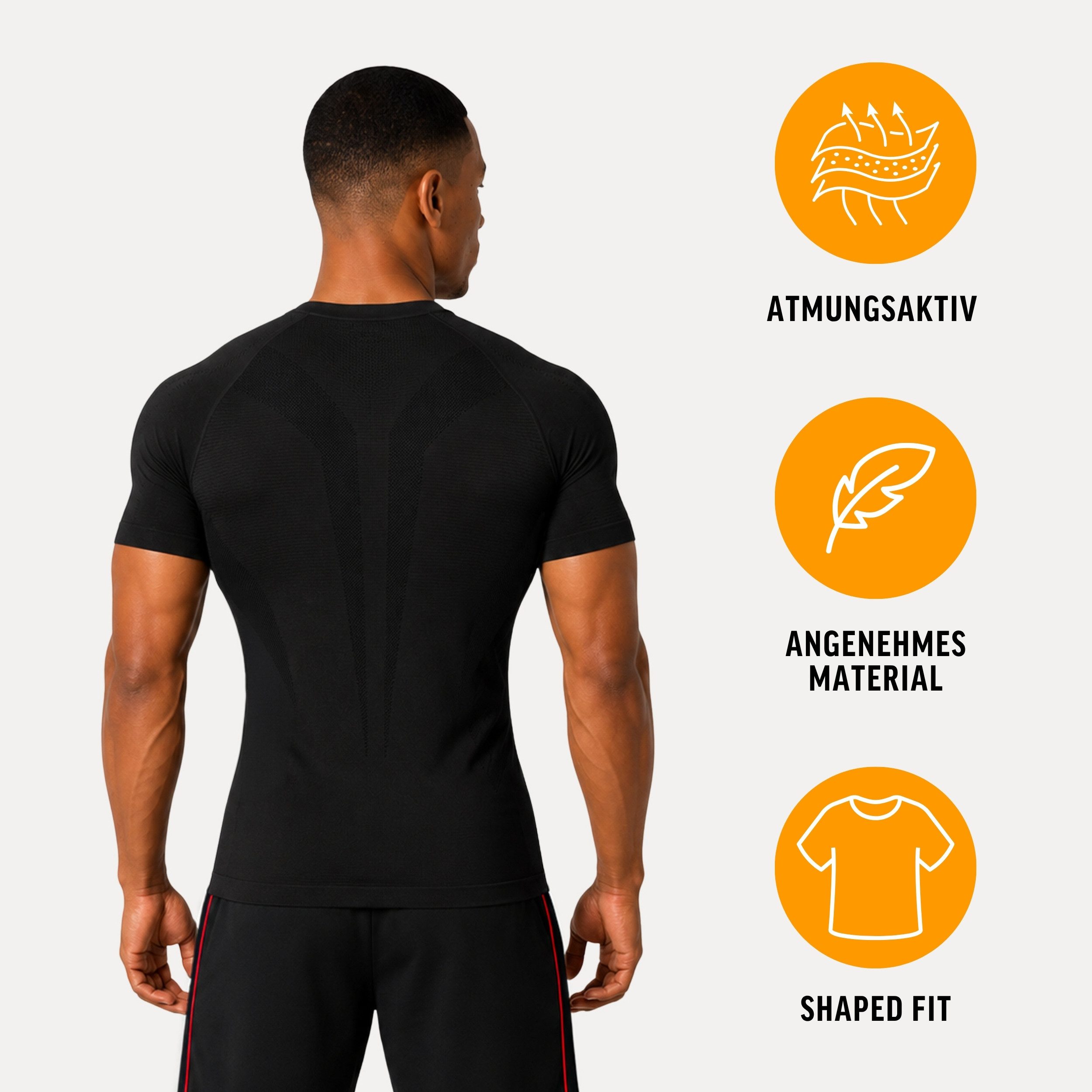 Smilodox T-Shirt Varallo Herren, Fila, Kompressionsshirt, Shaped Fit, Gym & Fitness Performance Material, Struktur-Einsätze, Rundhals, Stretch