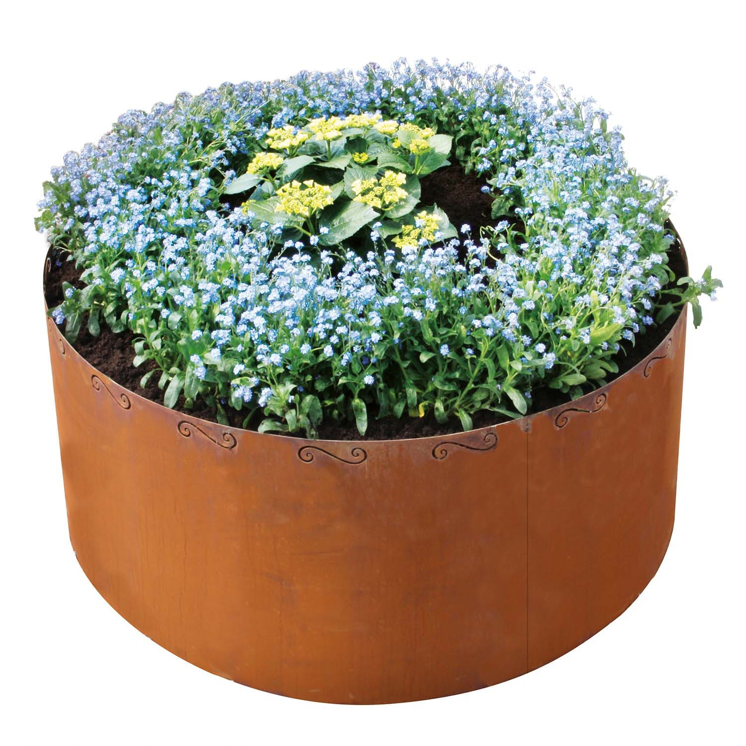 Bellissa Hochbeet Hochbeet rund Cortenstahl, Großer Pflanzring H: 50cm - Ø110cm