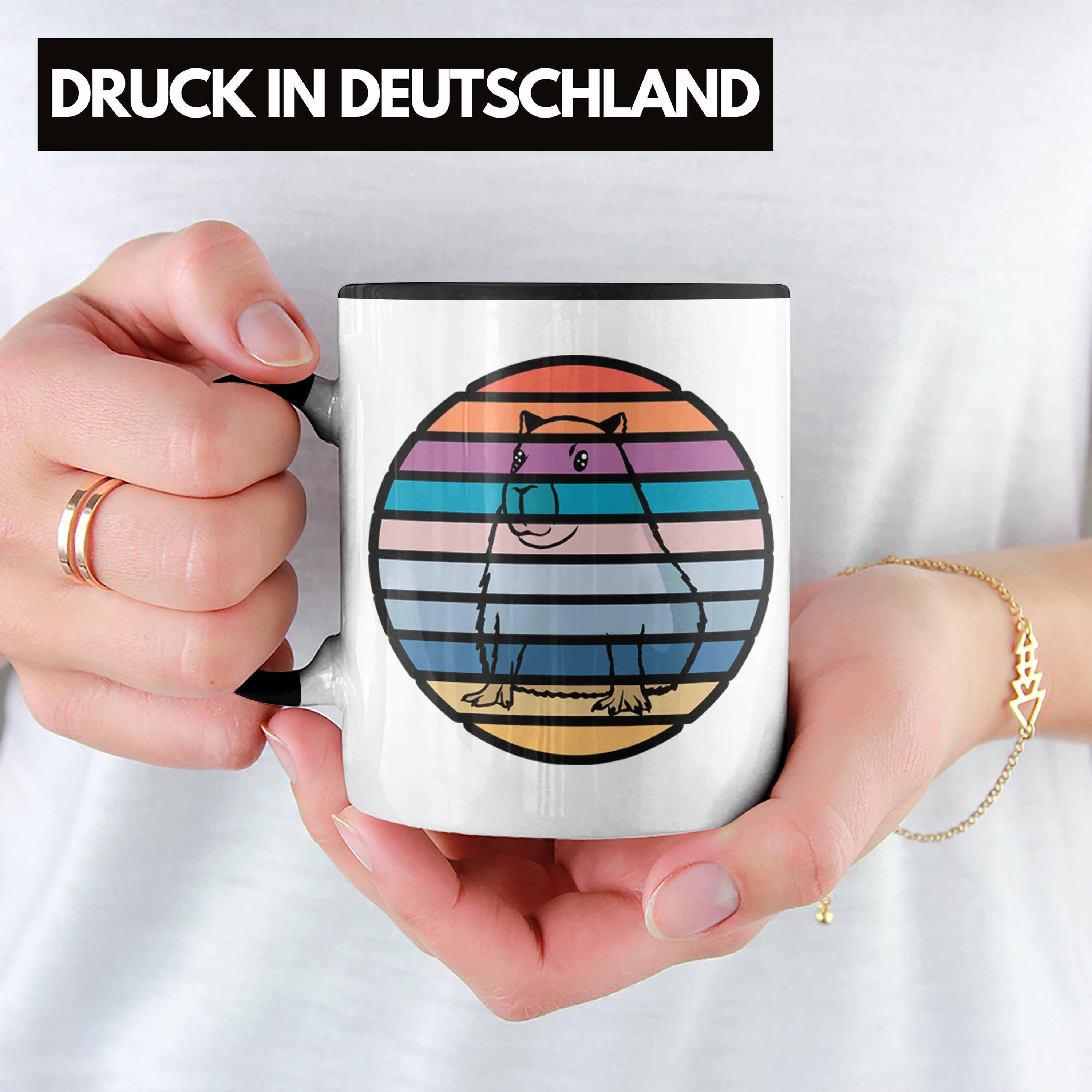 Geschenk Trendation Liebhaber Geschenkidee mit Tasse für Capybara Schwarz Tasse Capybara-Motiv