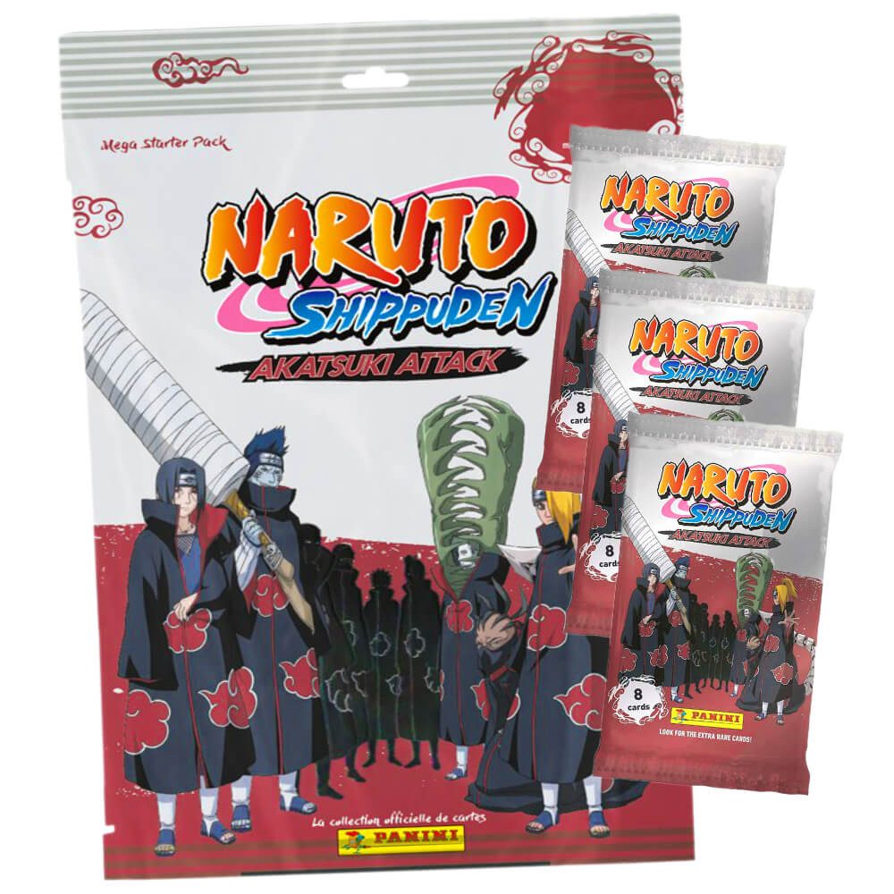 Panini Sammelkarte Naruto Shippuden Karten - Akatsuki Attack Trading Cards (2024), Naruto Shippuden Karten - Sammelkarten - 1 Starter + 3 Booster