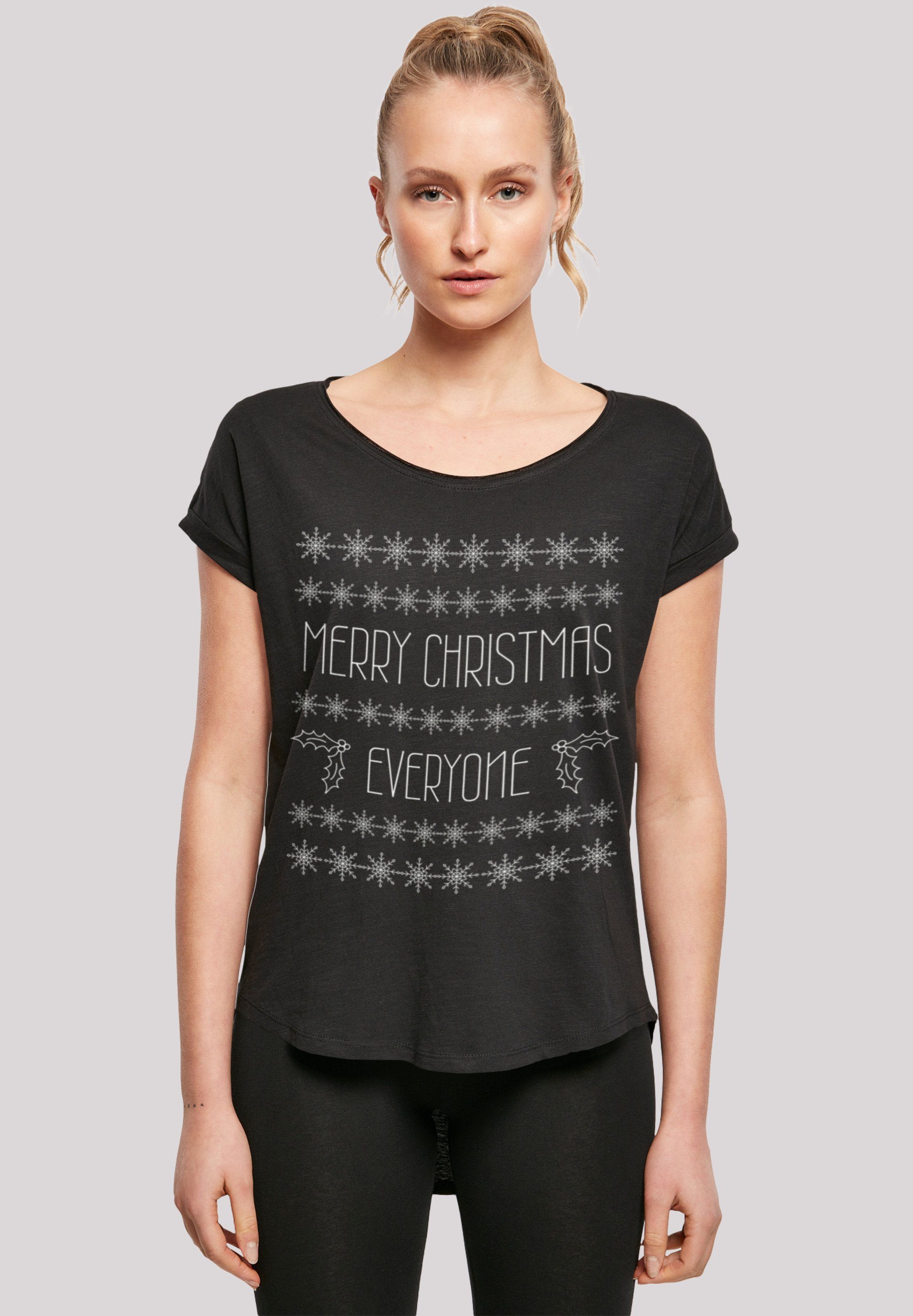 F4NT4STIC T-Shirt Merry schwarz Print Christmas Weihnachten Everyone