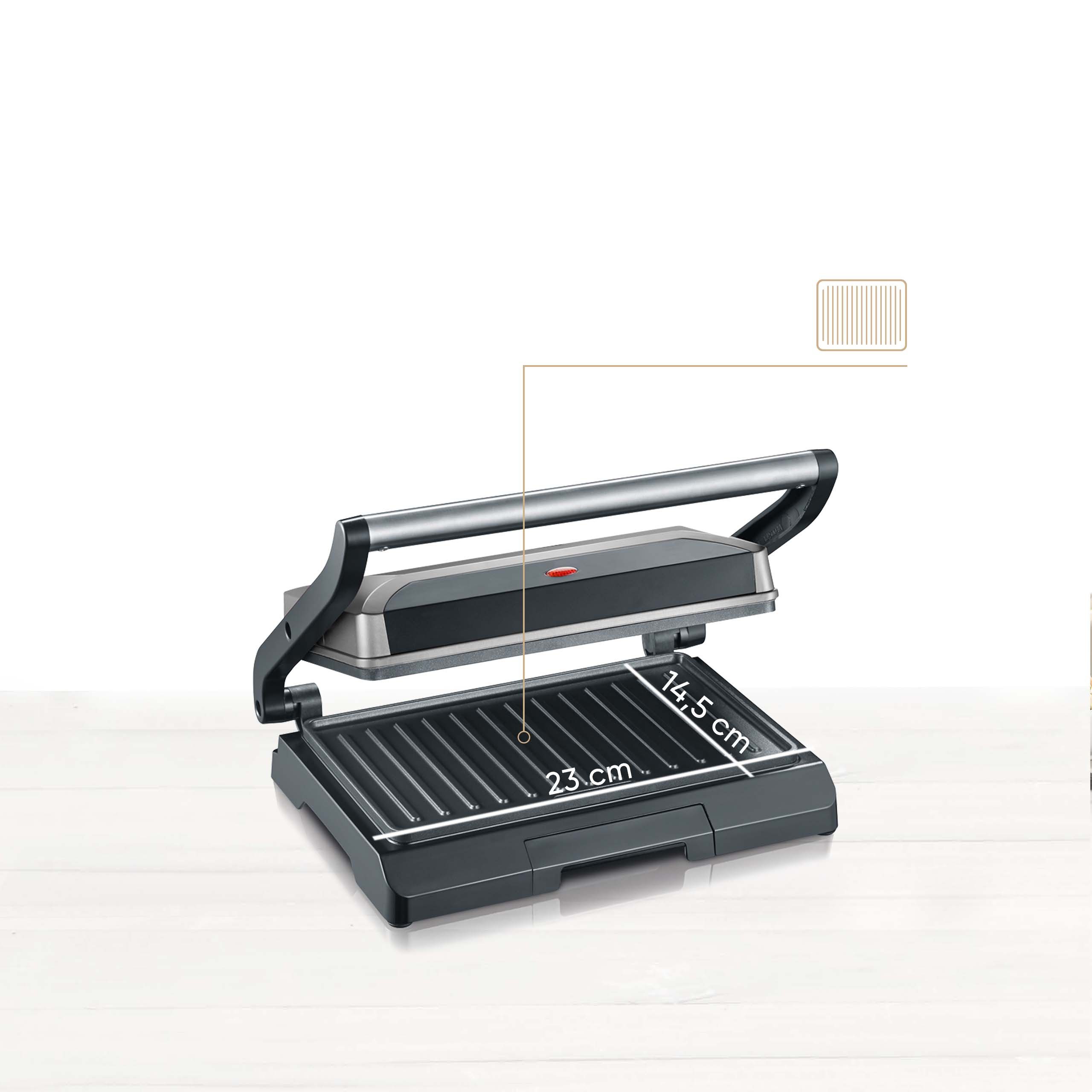 Severin Kontaktgrill KG 2394, 800 W, antihaftbeschichtete Grillplatten,inkl. Fettauffangschale