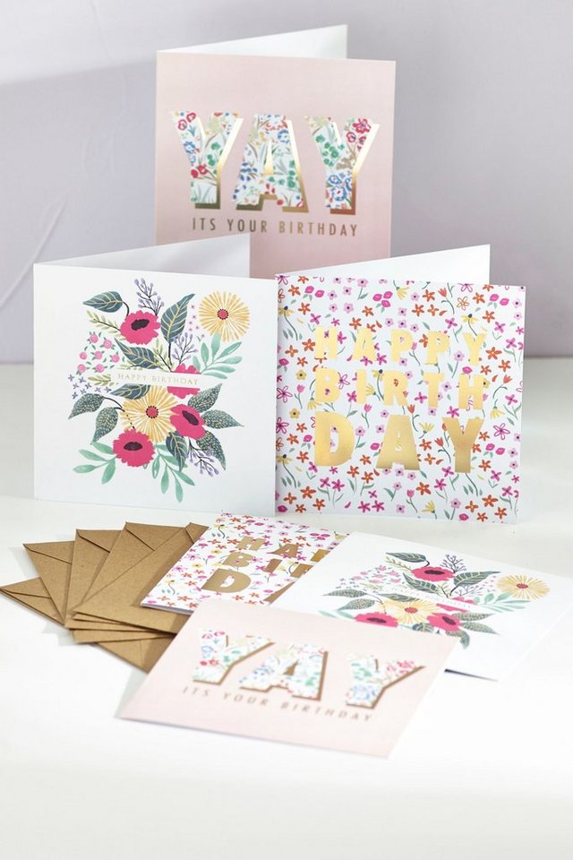 Thumbnail - Next Grußkarten Grußkarten mit Blumenmuster, 6er-Pack
