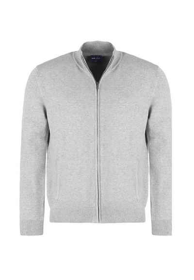 MARVELIS Strickjacke Strickjacke - Casual Fit - Einfarbig - Grau (1-tlg)