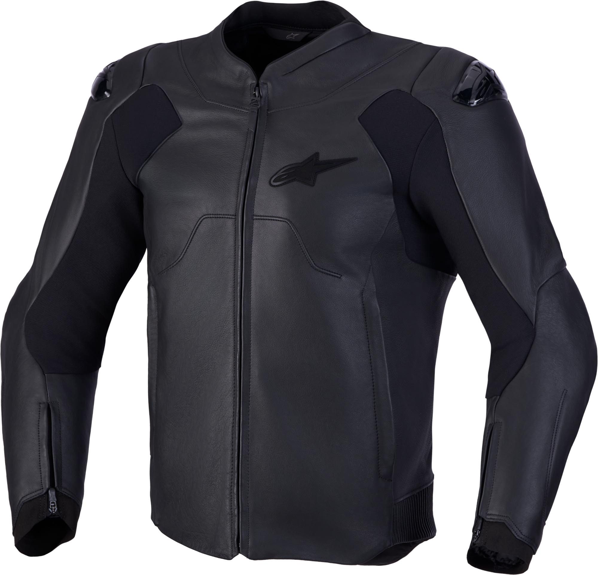 Alpinestars Motorradjacke Caliber V2 Motorrad Lederjacke Airbag vorbereitet,Verbindungsreißverschluss,Ellenbogenprotektore