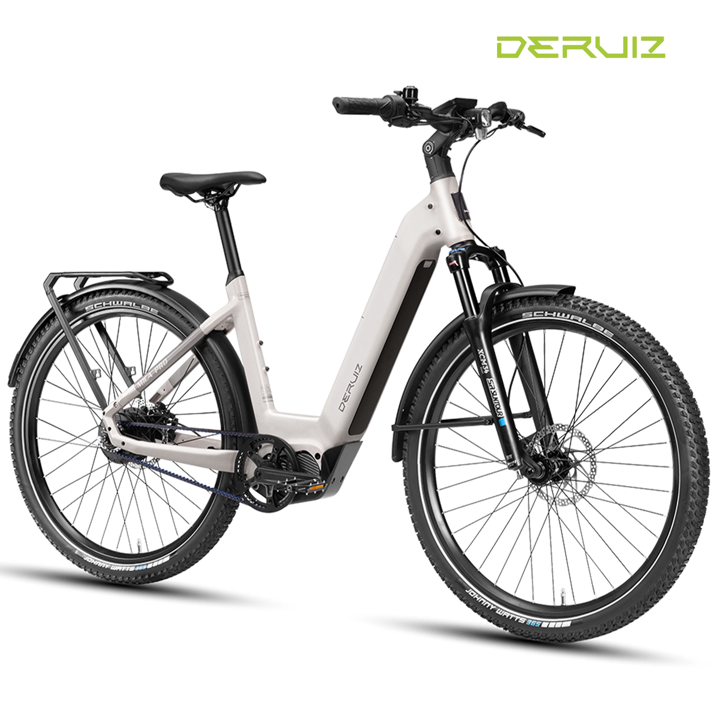 DERUIZ E-Bike Mountainbike 28 Zoll, 110Nm Mittelmotor, Mica Pro, SUV, Carbon-Riemenantrieb, Nabenschaltung, Mittelmotor, 720 Wh, (Trittfrequenz- und Drehmomentsensor, 120 Lux Frontlicht, bis zu 180kg), 180km, Max. 900W, Bluetooth + APP, Elektrofahrrad mit Tiefeinsteiger