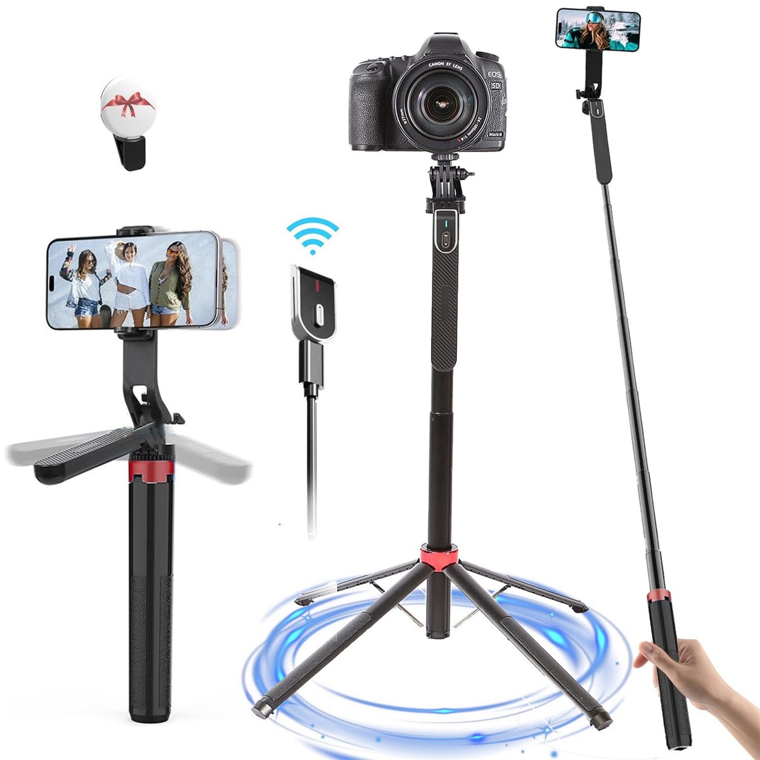 Vierbeiniger Selfie-Ständer, Bluetooth, intelligentes Tracking, 360° Kamerastativ