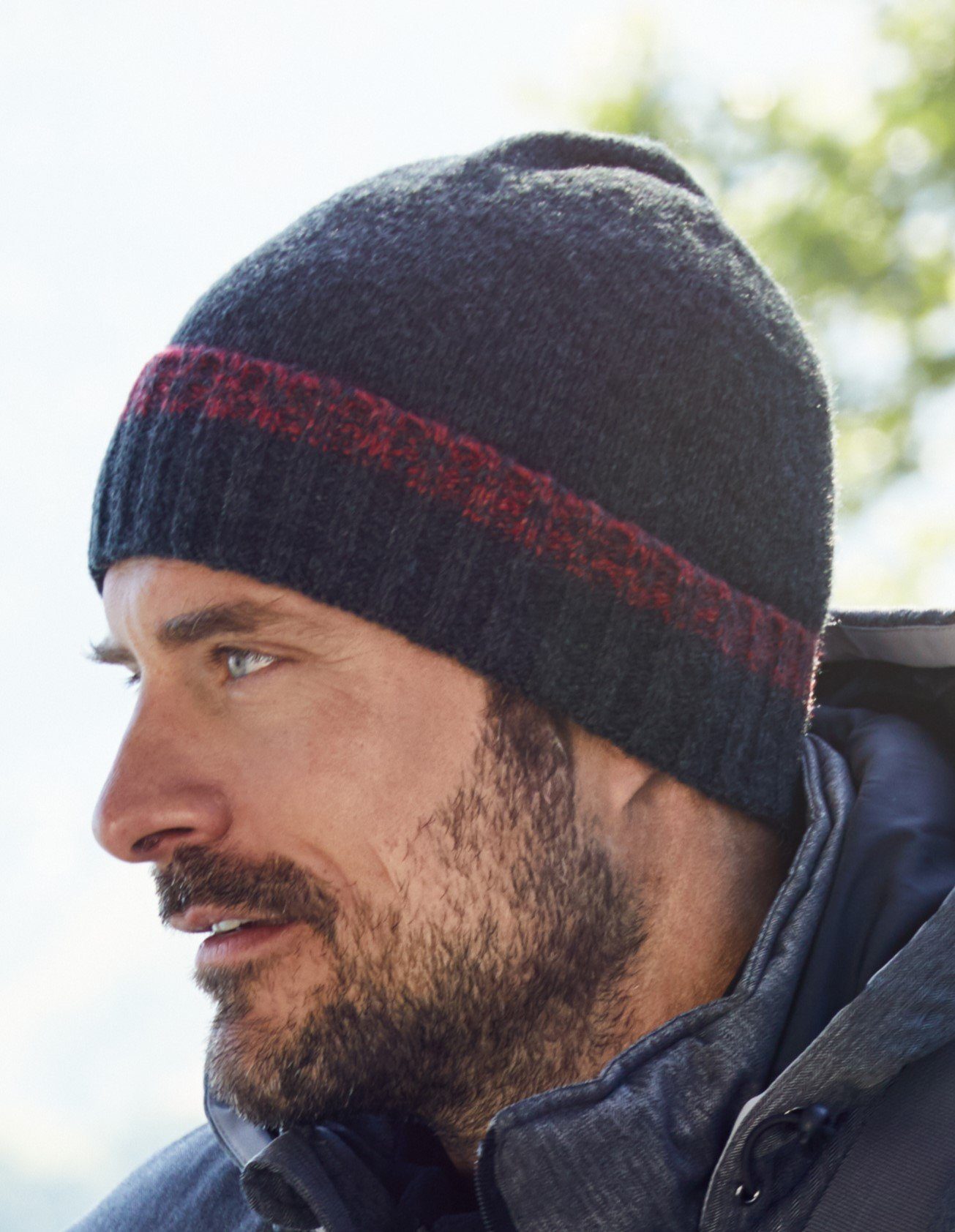 Myrtle Beach Strickmütze Traditional Beanie Melierte Strickmütze mit Krempe MB7116 Effektvolle Akzente durch zweifarbiges Ripp-Design