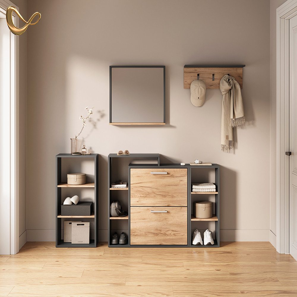 Livinity® Garderobenschrank Ortello, Anthrazit/Goldkraft Eiche/Goldkraft Eiche, 60 x 21.6 cm (1-St)