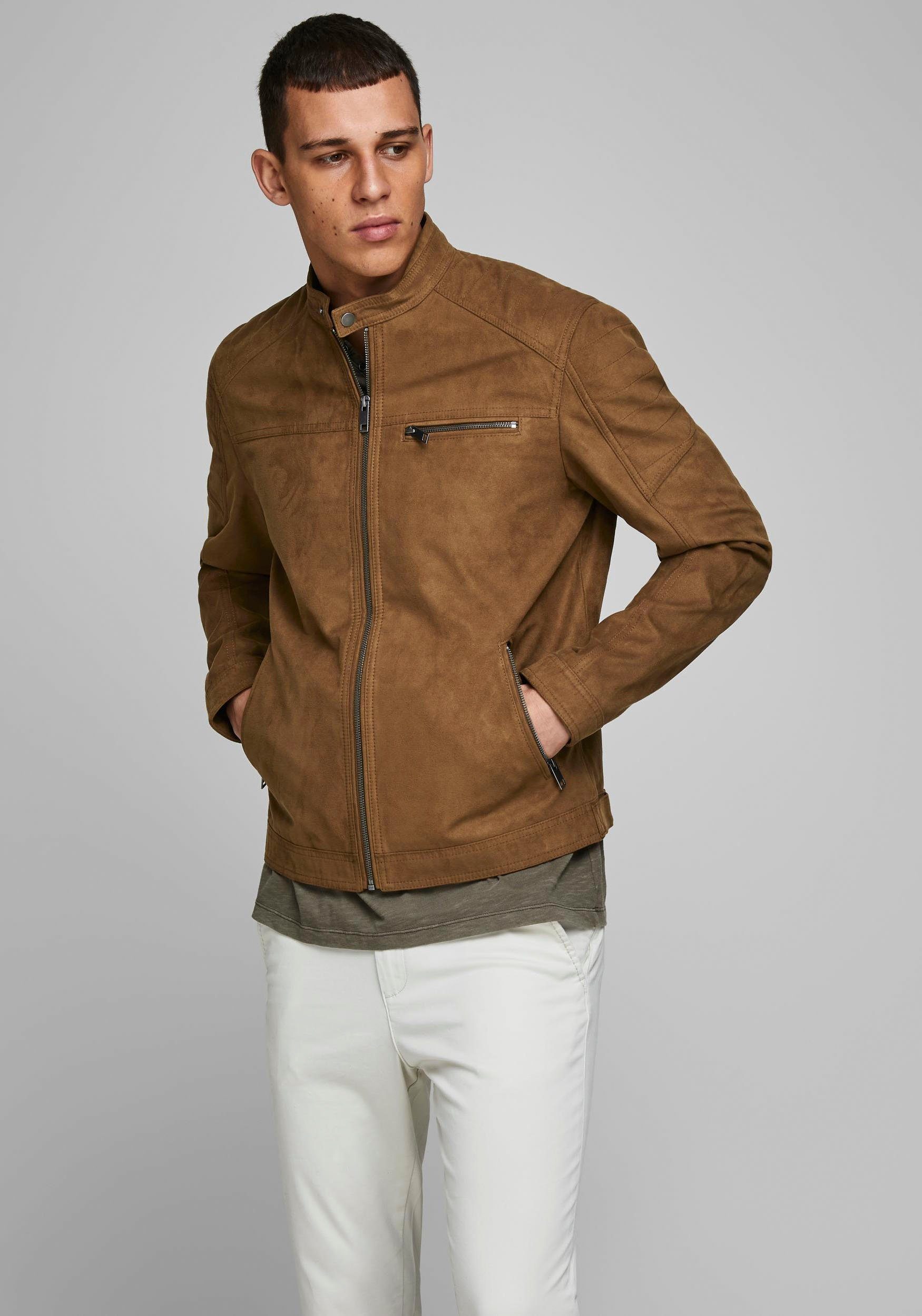 Jack & Jones Bikerjacke ROCKY JACKET cognac