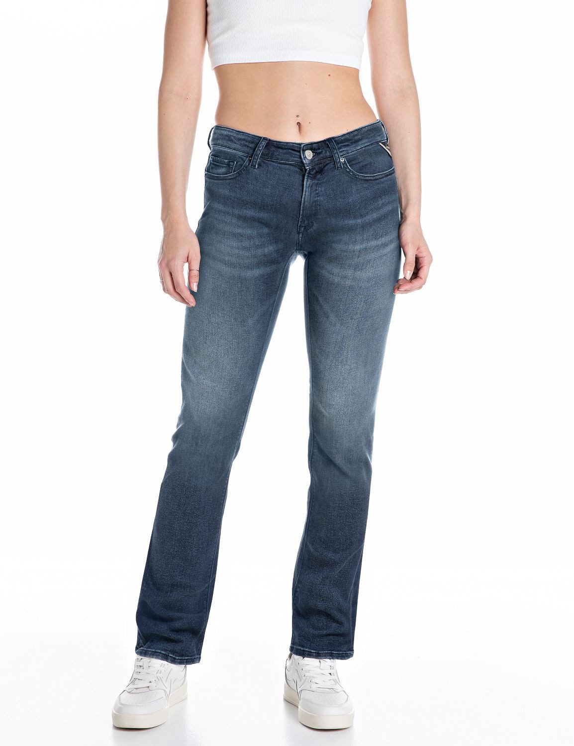 Replay Bootcut-Jeans NEW LUZ mit gesticktem R an der Gesäßtasche