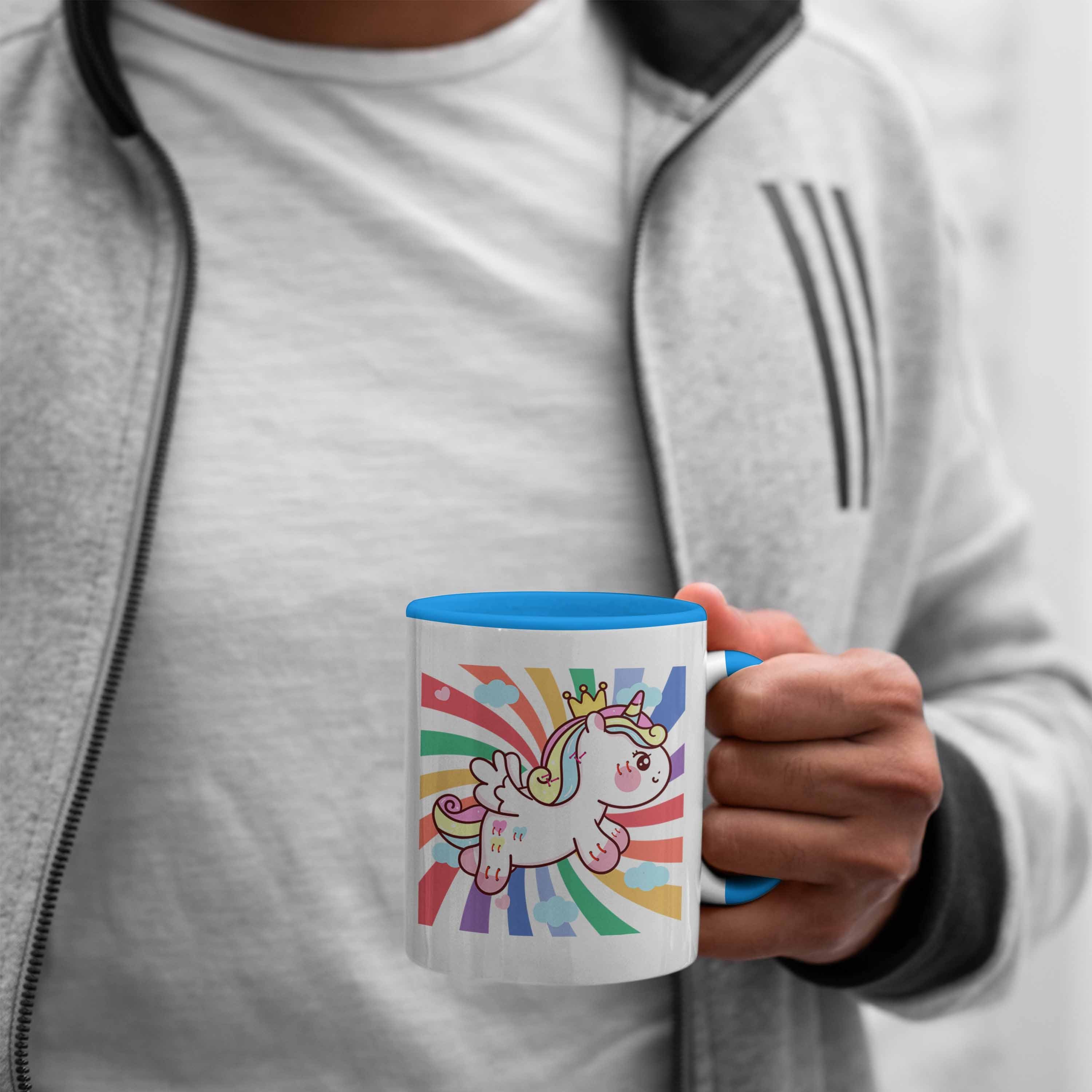 Tasse Blau Grafik Trendation Tasse Lustig Geschenk Einhorn