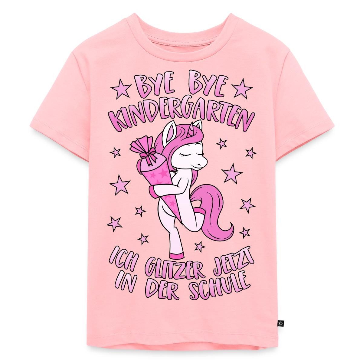 Spreadshirt T-Shirt Einschulung Bye Bye Kindergarten Einhorn Schule Kinder Premium T-Shirt (1-tlg)