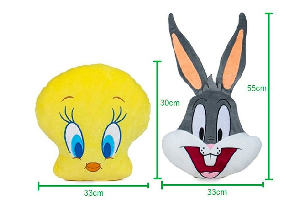 LOONEY TUNES Dekokissen Looney Tunes Tweety und Bugs Bunny plüsch Kissen Pillow, bestickt - mit Füllung