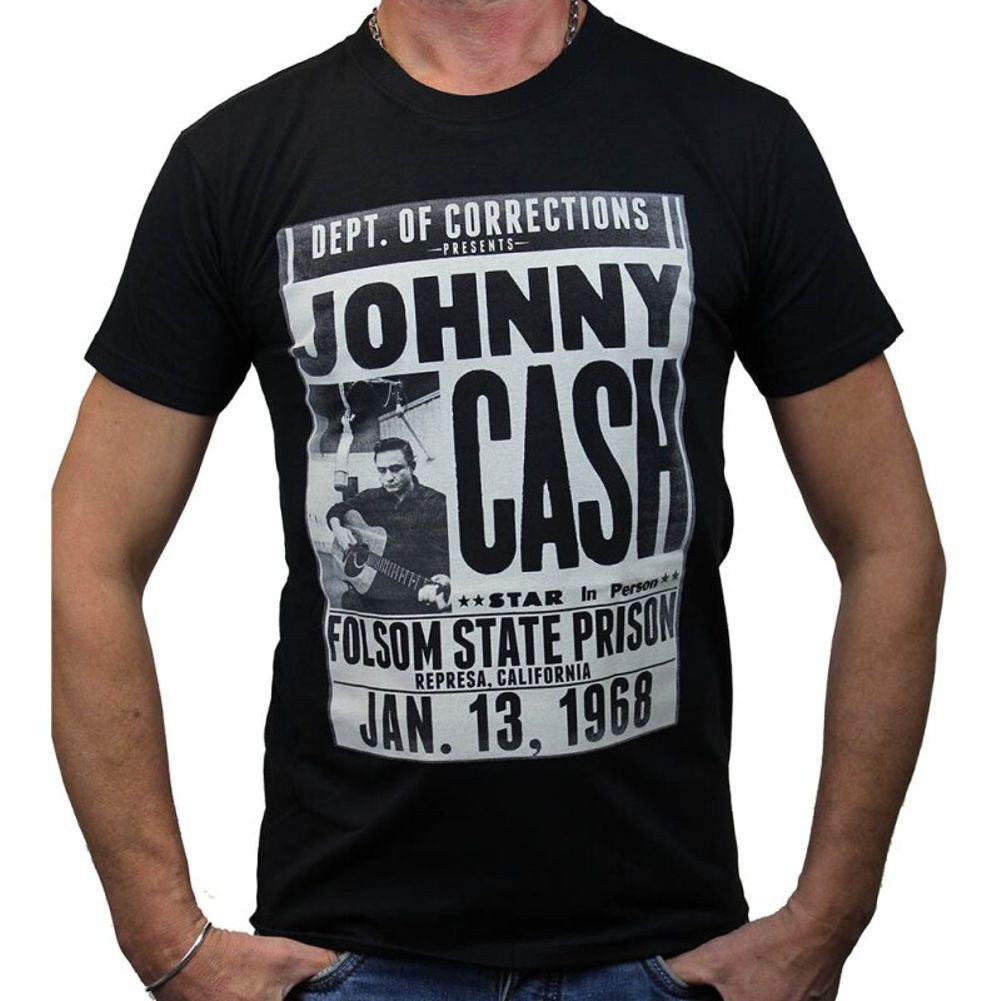 Johnny Cash Print-Shirt Johnny Cash Dept of Correction T-Shirt Black S M L XL Bandshirts