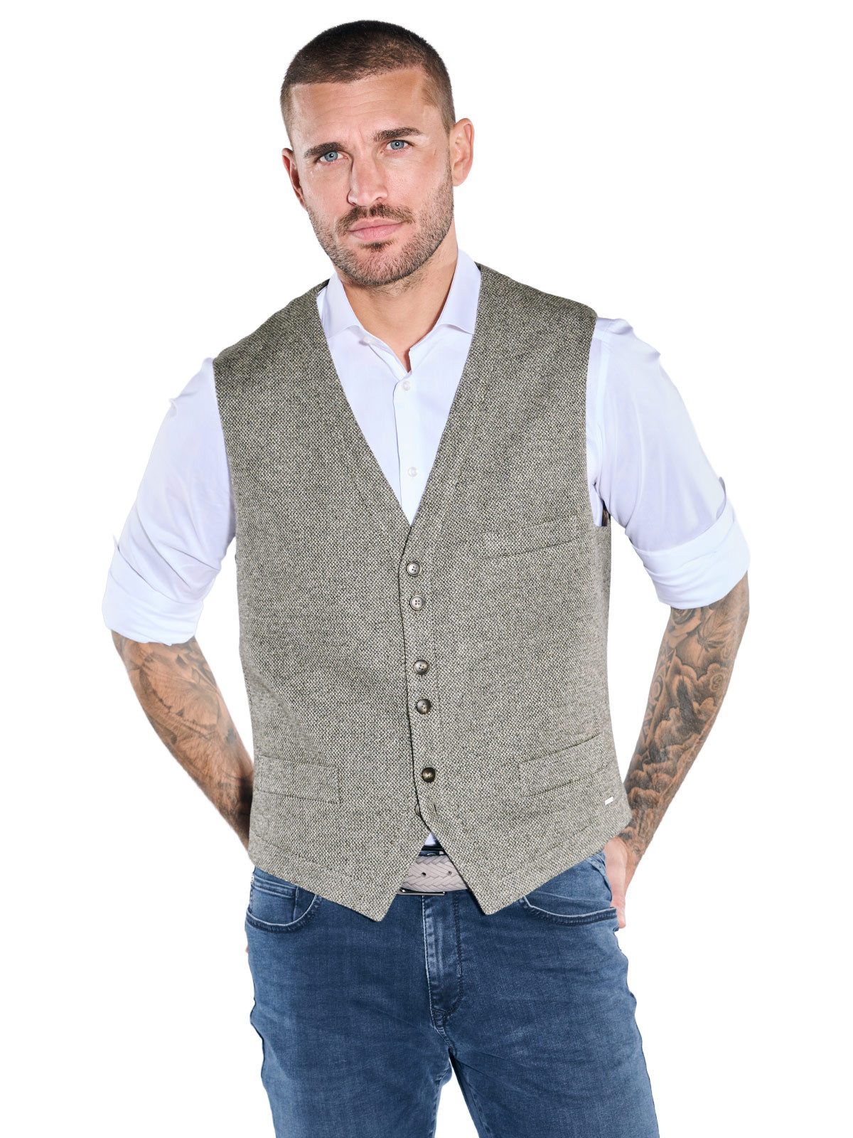 Anzugweste Herren Sakko-Weste meliert, Beige
