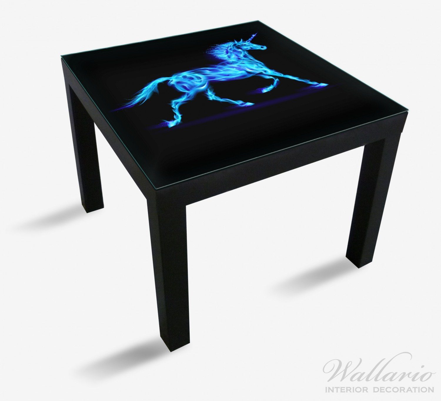 Lack aus blauen Flammen - Tisch Wallario Einhorn Ikea St), Tischplatte geeignet Design für (1