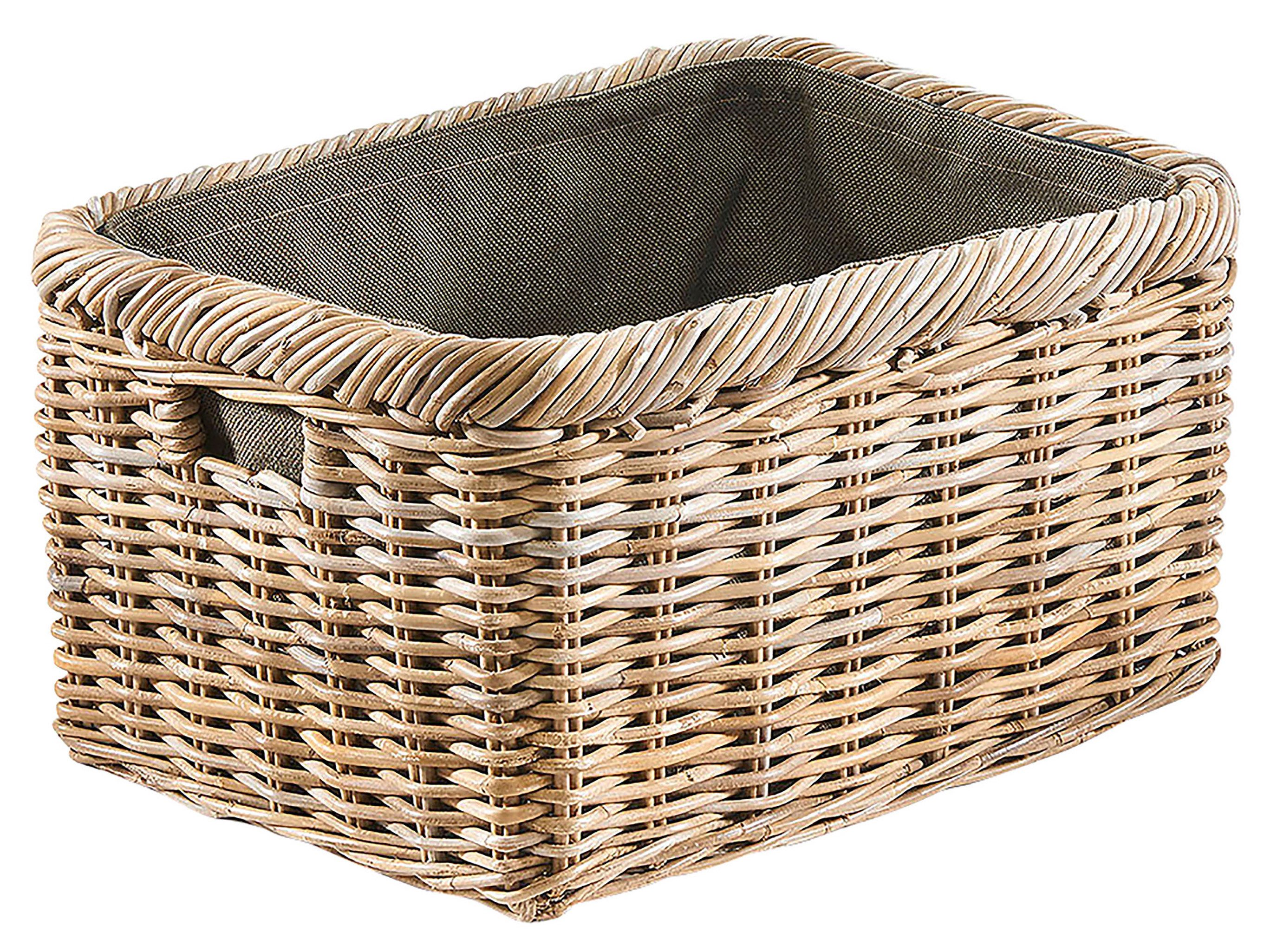 Kobolo Kaminholzkorb Holztrage Rattan grau mit Jutestoff dunkel (1 St)