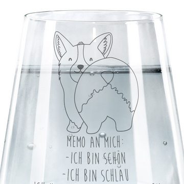 Mr. & Mrs. Panda Glas Corgi Po - Transparent - Geschenk, Hundeliebe, Hund, Trinkglas, Spülm, Premium Glas, Elegantes Design
