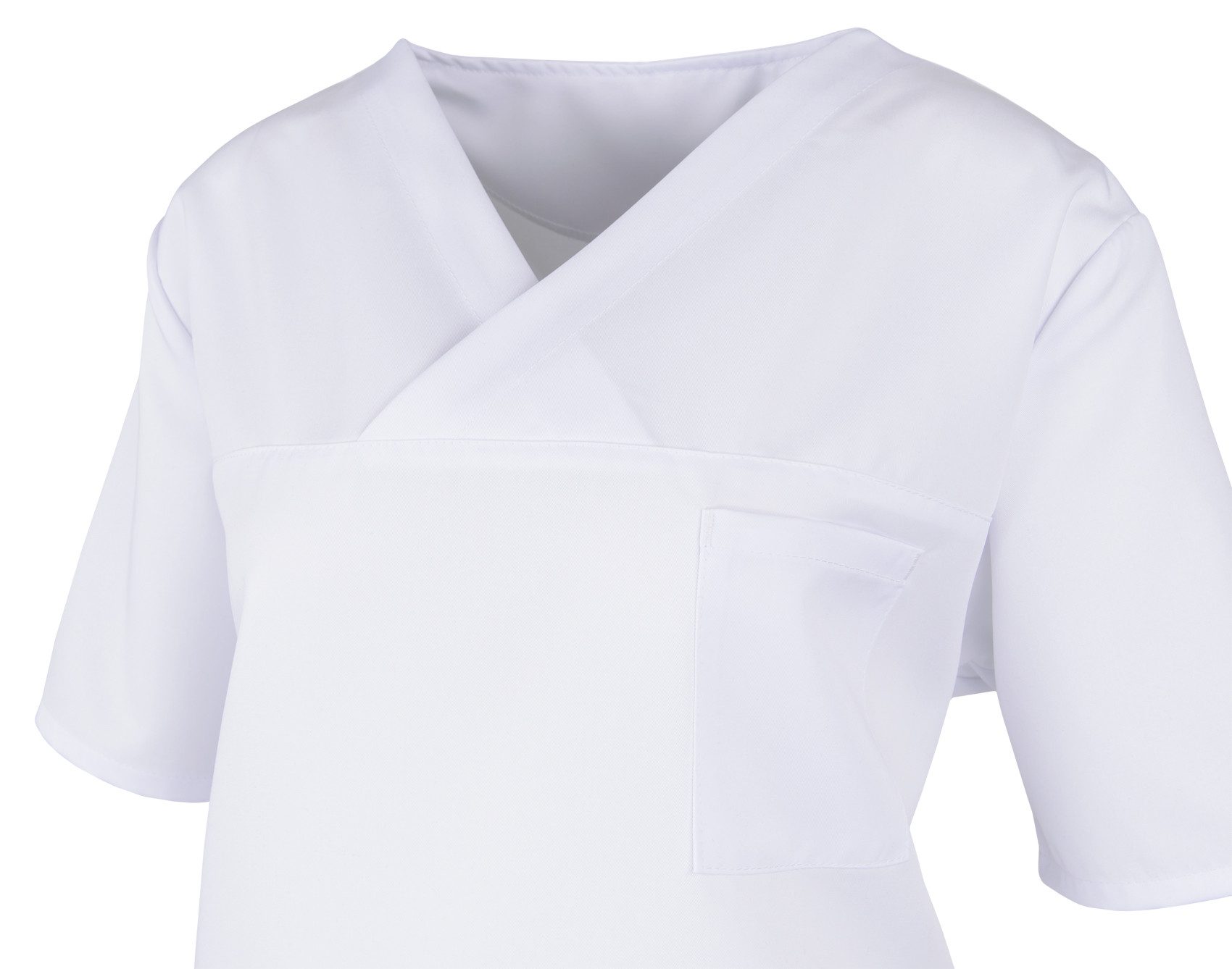 BEB Schlupfbluse beb MEDIZIN/PFLEGE Unisex KASACK Kurz V-Neck TENCEL/Polyester Weiß