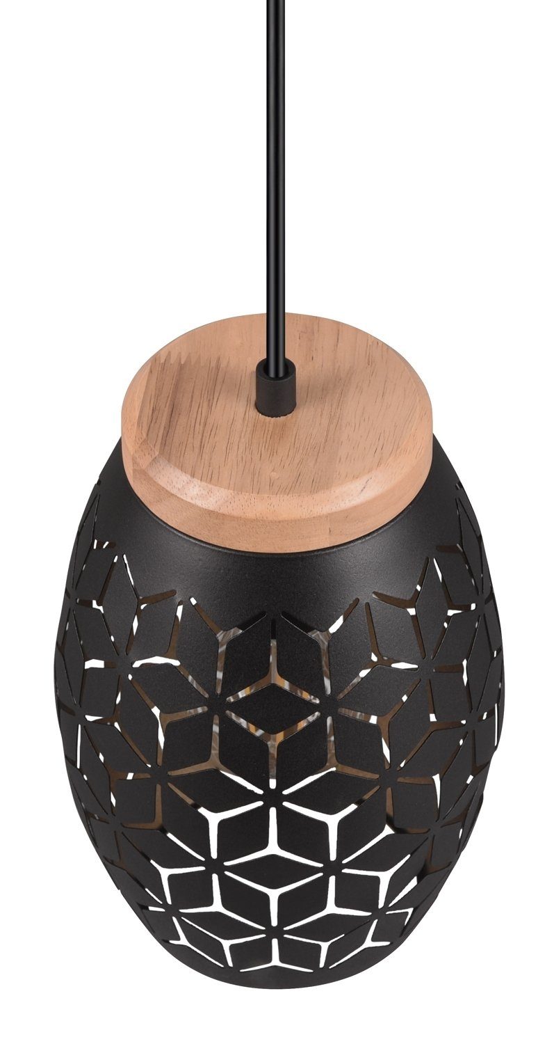 Reality Leuchten Pendelleuchte BIDAR, 1-flammig, Schwarz, Braun, Metall, ohne Leuchtmittel, H 150 cm