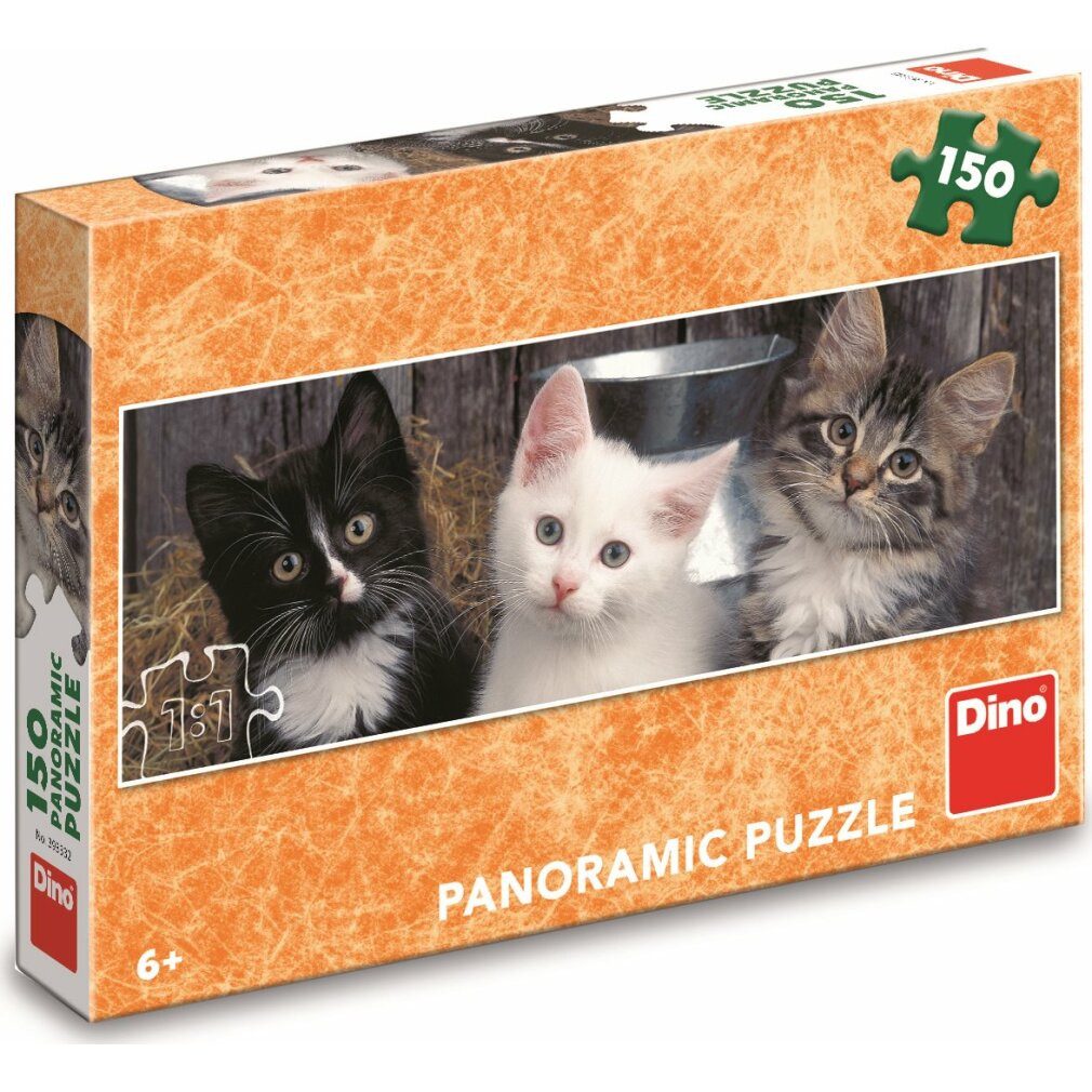 Dino Bikes Puzzle DINO Panoramapuzzle Drei Kätzchen 150 Teile, Puzzleteile