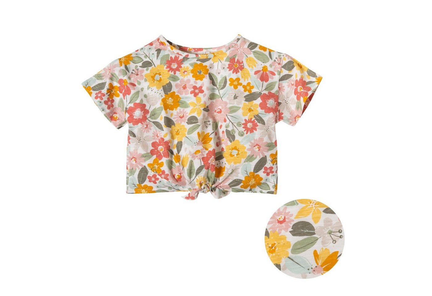 People Wear Organic Kurzarmshirt mit Knotendetail und verkürzter Silhouette