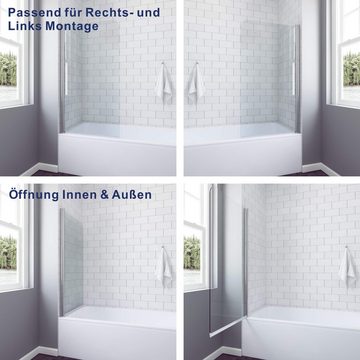 AQUABATOS Badewannenaufsatz Badewannenaufsatz Duschabtrennung Duschwand für Badewanne, 5 mm Einscheibensicherheitsglas (ESG), 80x140cm, Nano Beschichtung, mit Verstellbereich