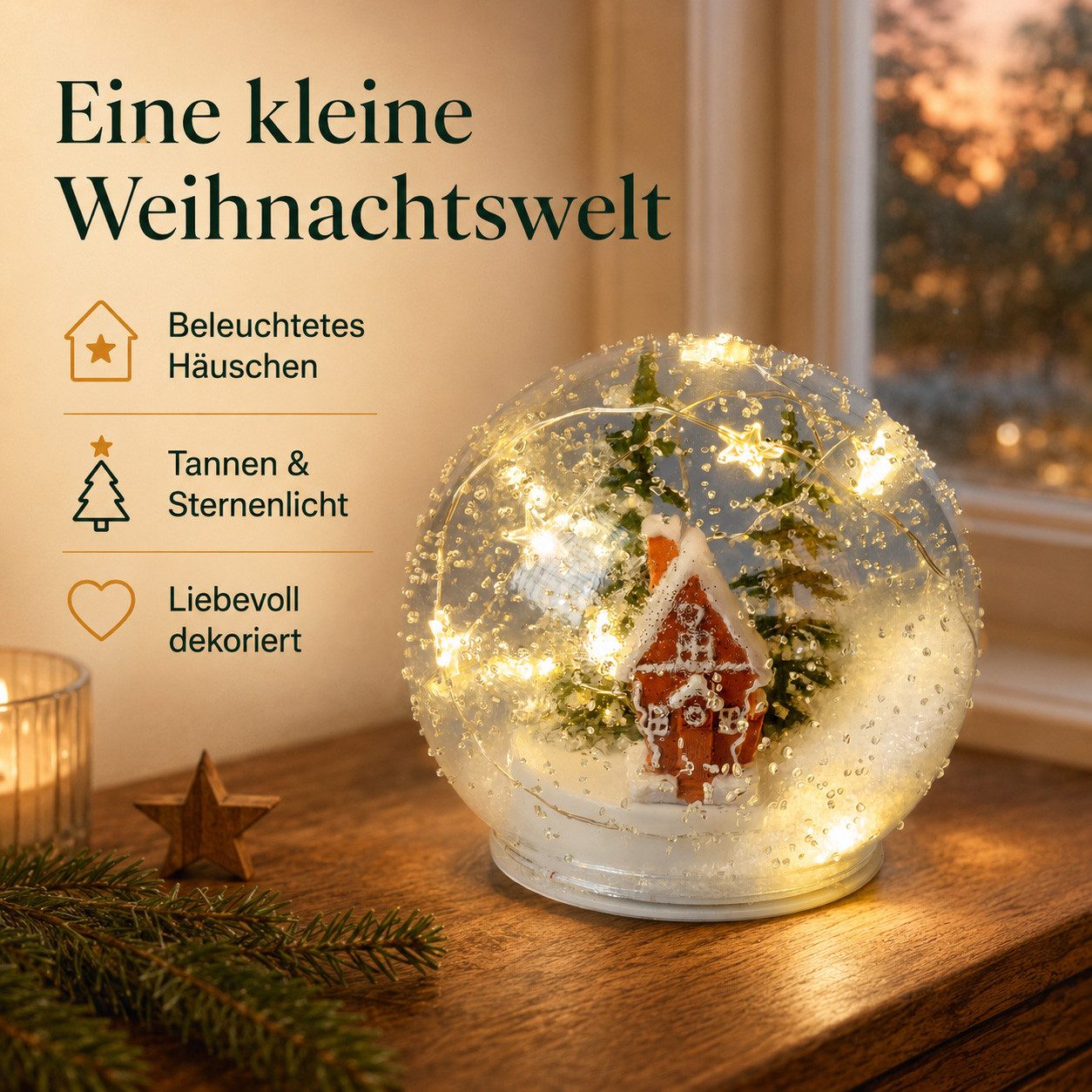 formano LED Dekolicht LED Deko-Kugel Winterlandschaft mit Timer, 12 cm Weihnachten, LED fest integriert – Bild 2 von 5