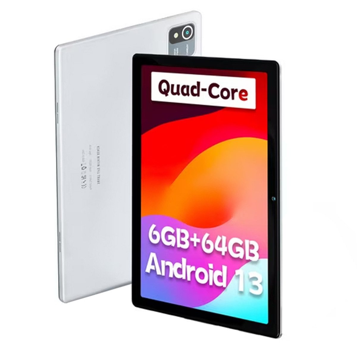 Happybe 10,1" Android 13 Tablet 5000 mAh Akku, 2 MP + 5 MP Kameras Tablet (10", 64 GB, Dual-Kamera)