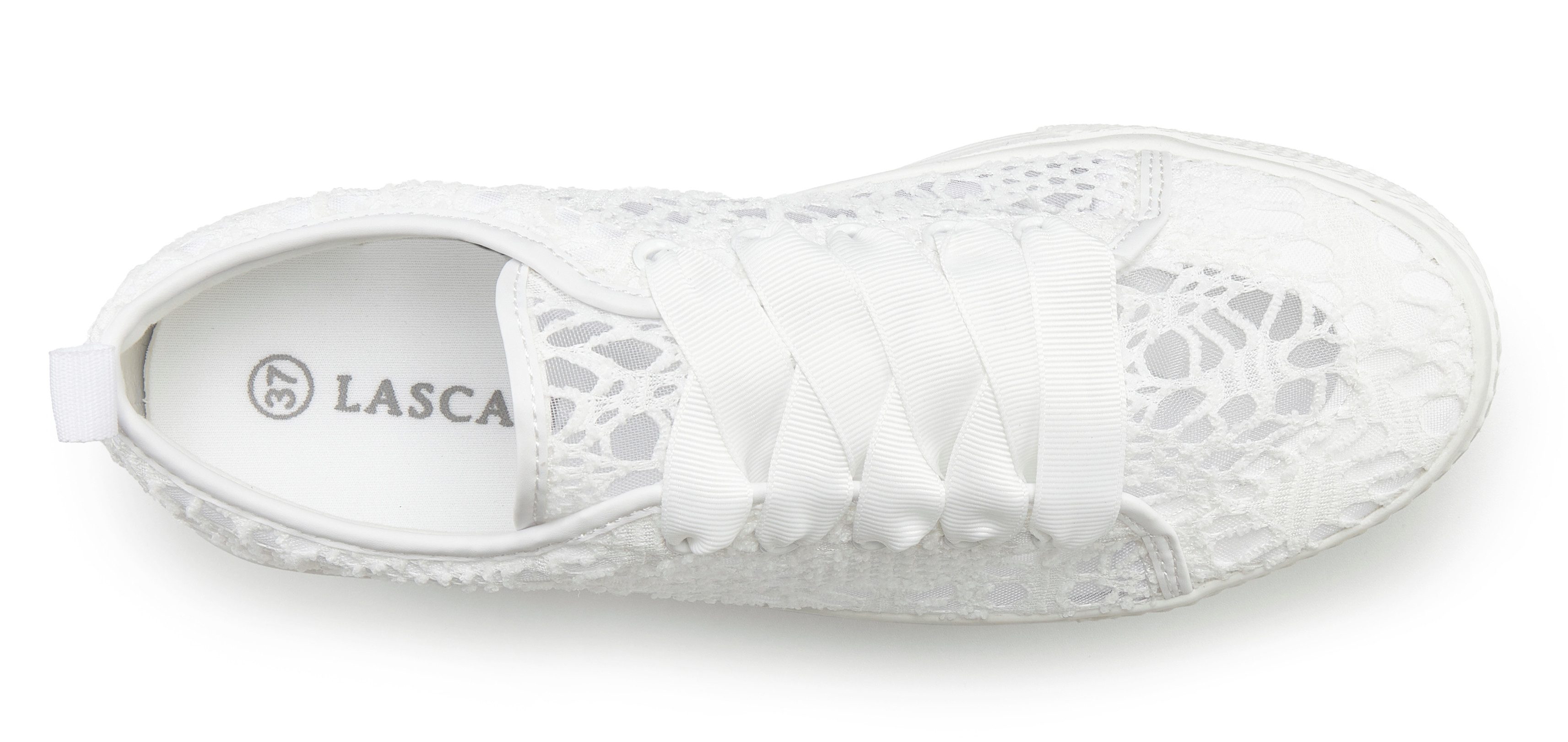 LASCANA Schnürhalbschuhe, Freizeitschuhe, Sneaker mit leichter Plateausohle und Spitze VEGAN