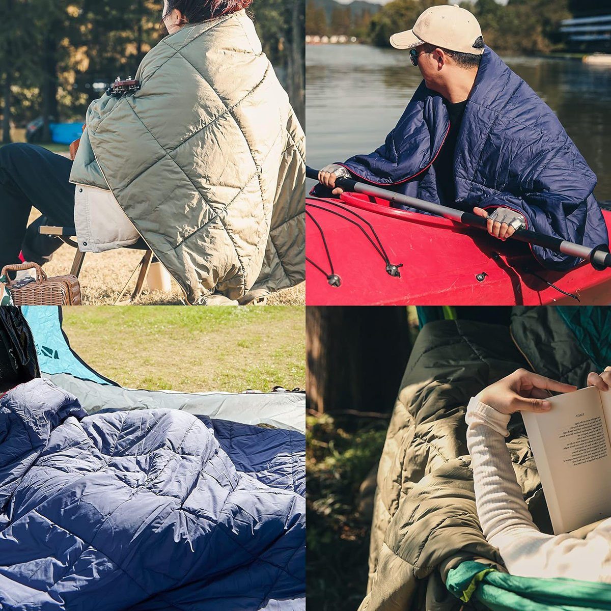 Decke CTGtree Decke Wasserabweisende Reisedecke, Picknickdecke Outdoor Armeegrün Camping