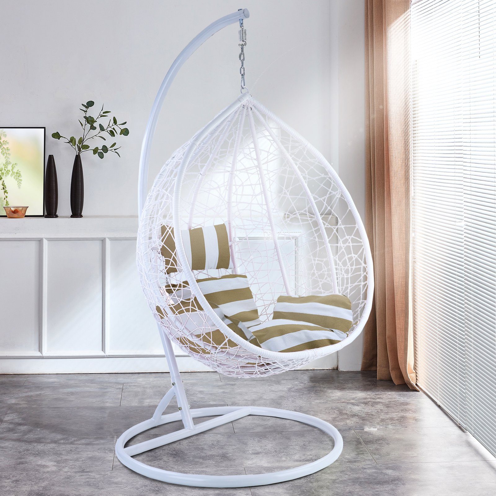 ᐅ RAMROXX Hängesessel Hängesessel Miami XXL Polyrattan Korb und Gestell