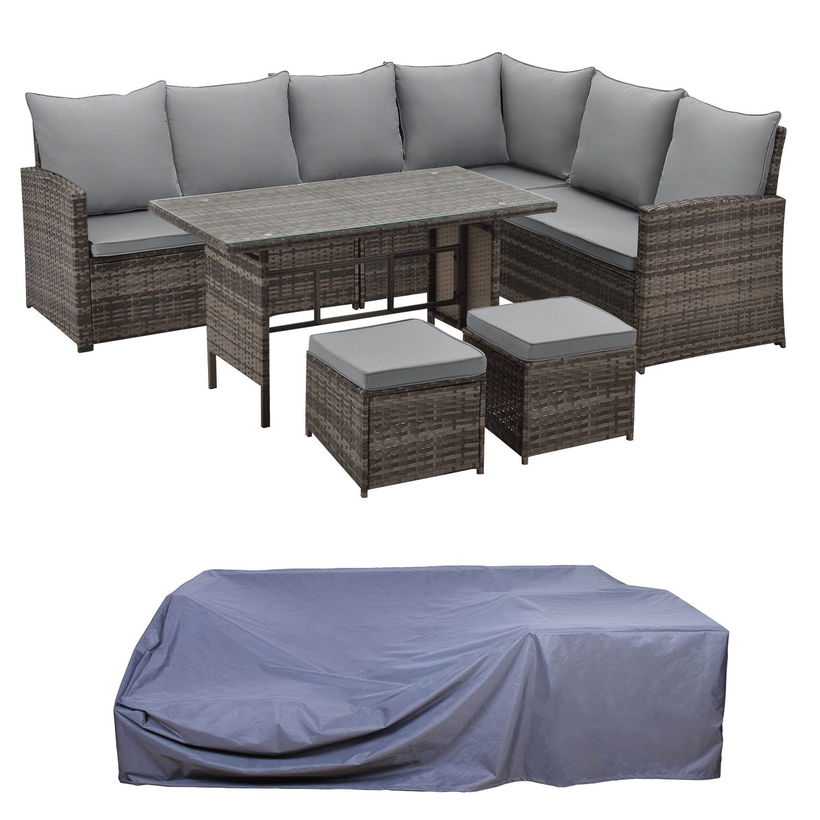 SVITA Gartenlounge-Set MONROE, (Set, 1 Tisch, 1 dreiteiliges Sofa, 2 Hocker günstig online kaufen