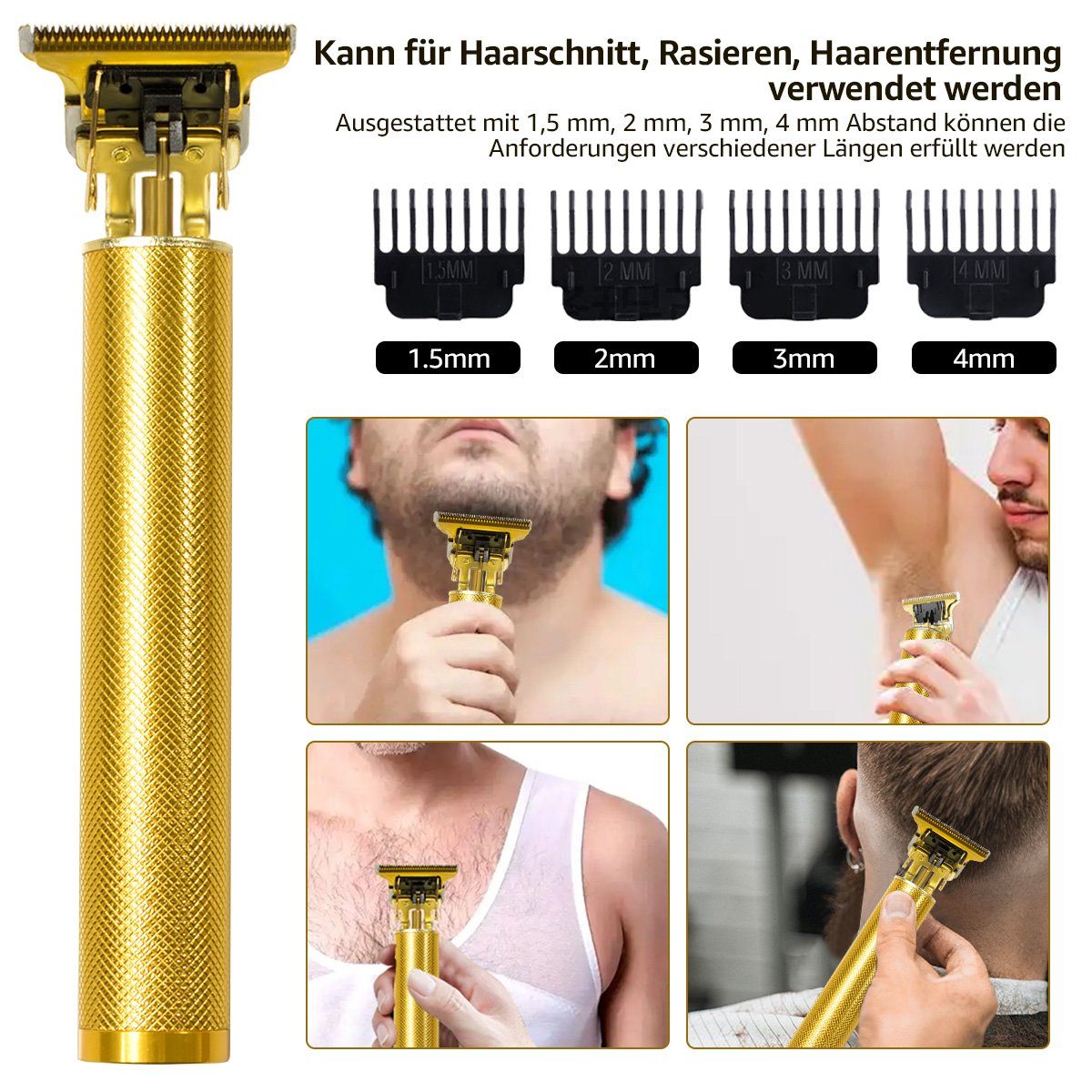 Multifunktionstrimmer 7Magic T-Klingen Haarschneider, Professionelle Gold