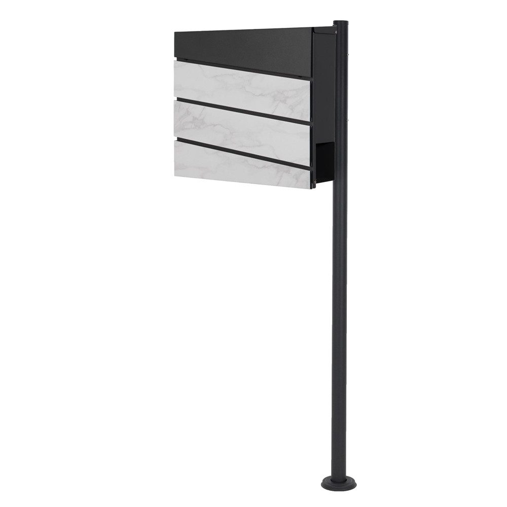ML-DESIGN Standbriefkasten Briefkasten Postkasten mit Zeitungsfach, inkl. Standfuß, Briefkastenanlage mit Ständer Anthrazit 120cm Mailbox mit Pfosten